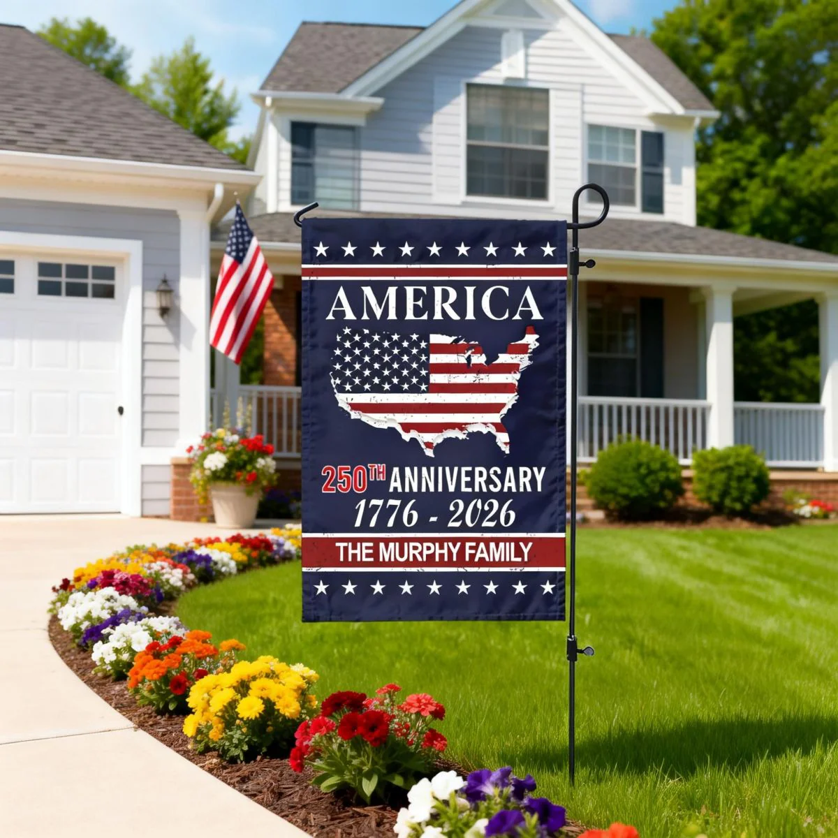 America 250th Anniversary Garden Flag Personalized Family Name - Image 2