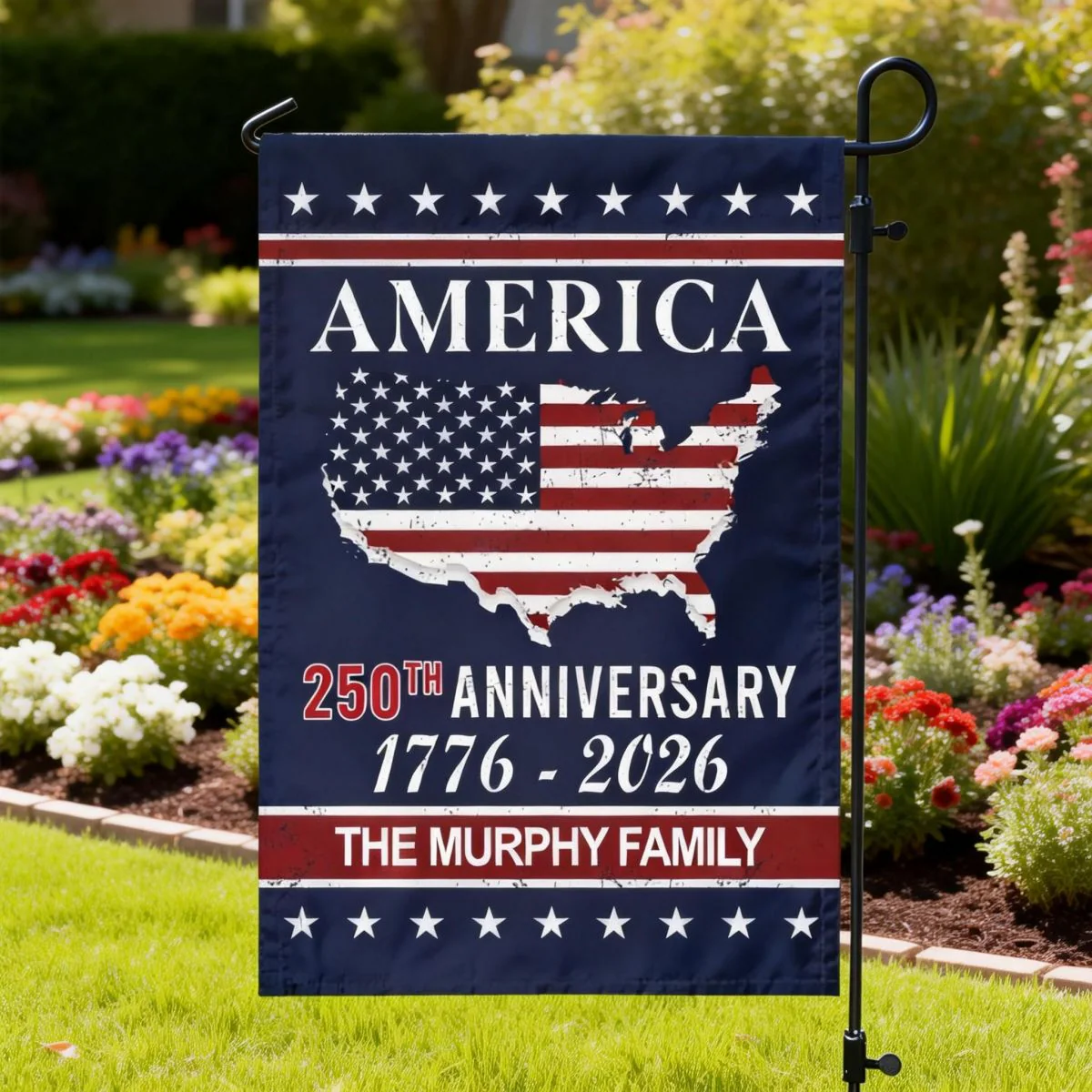 America 250th Anniversary Garden Flag Personalized Family Name - Image 3