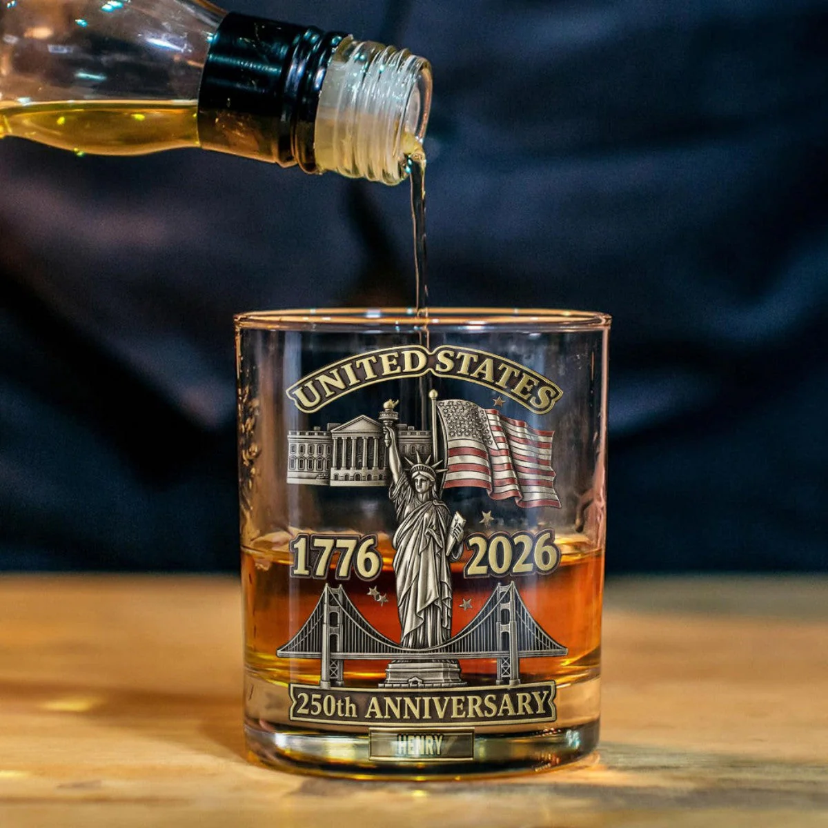 American 250th Anniversary Custom Name- Personalized Whiskey Glass - Image 3