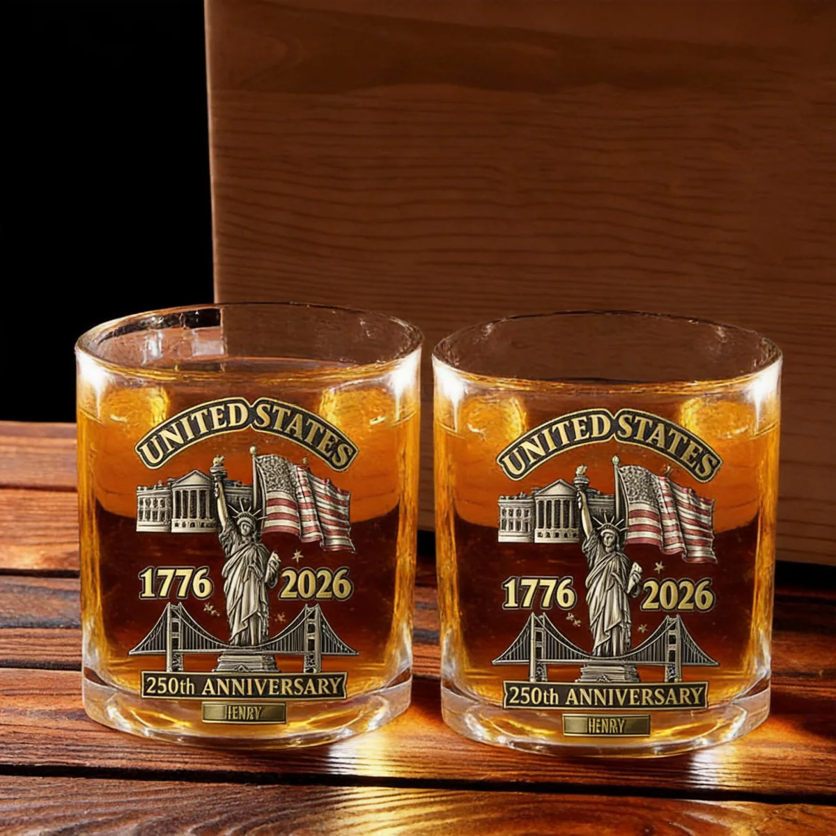 American 250th Anniversary Custom Name- Personalized Whiskey Glass - Image 4