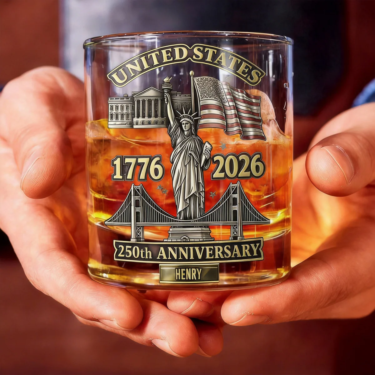 American 250th Anniversary Custom Name- Personalized Whiskey Glass - Image 5