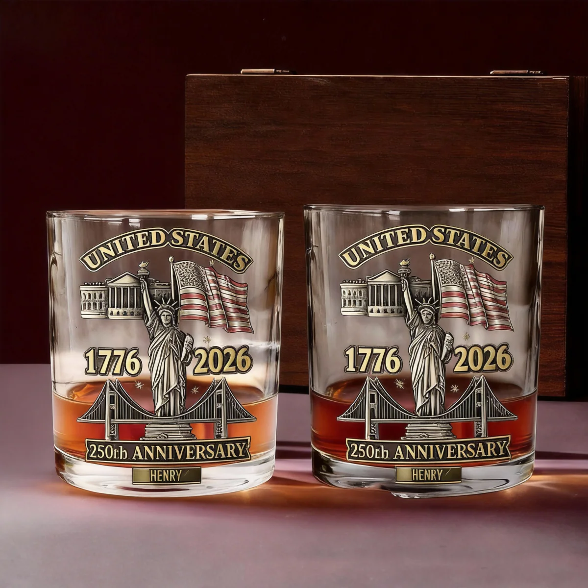 American 250th Anniversary Custom Name- Personalized Whiskey Glass - Image 6