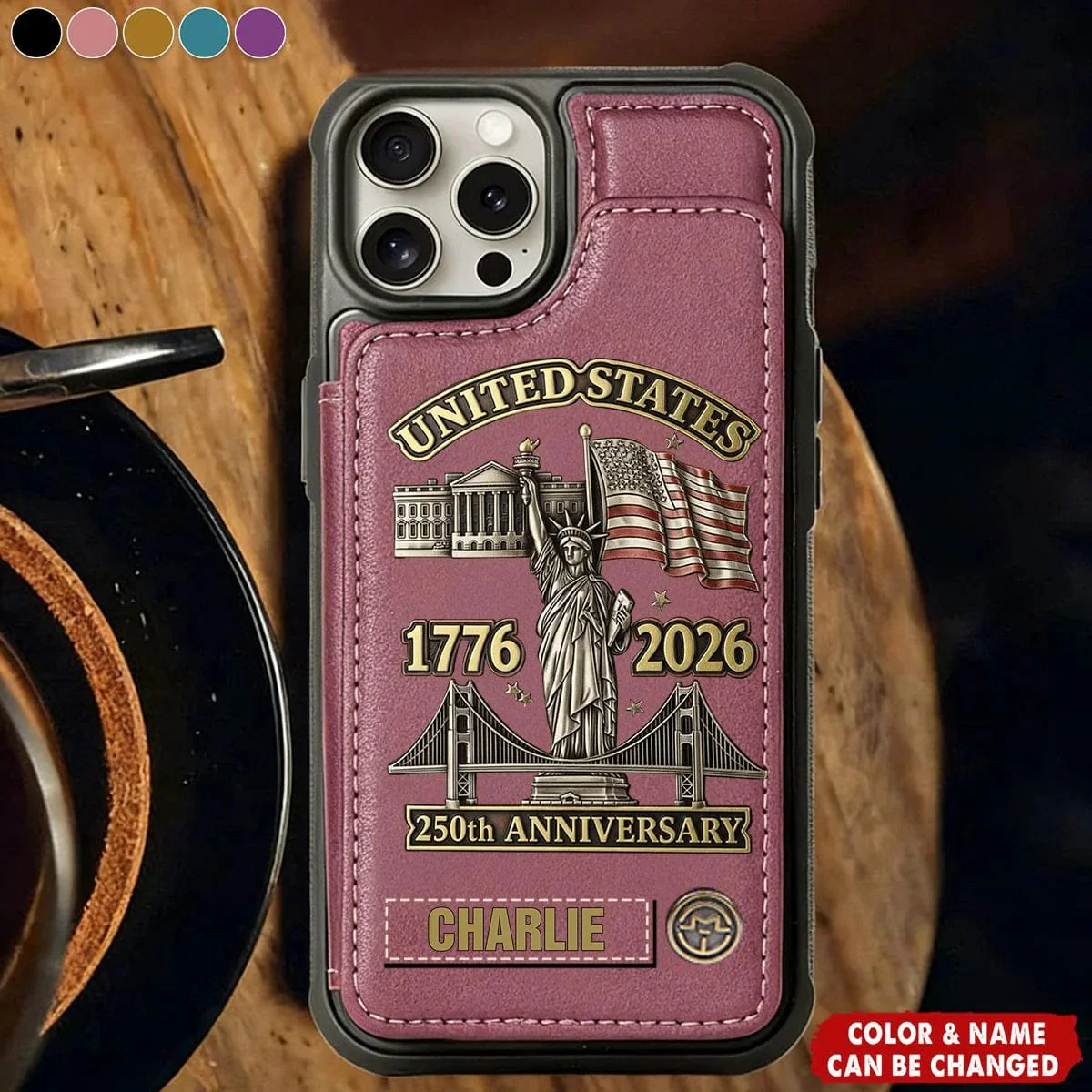 American 250th Anniversary - Personalized Flip Wallet Phone Case - Image 3