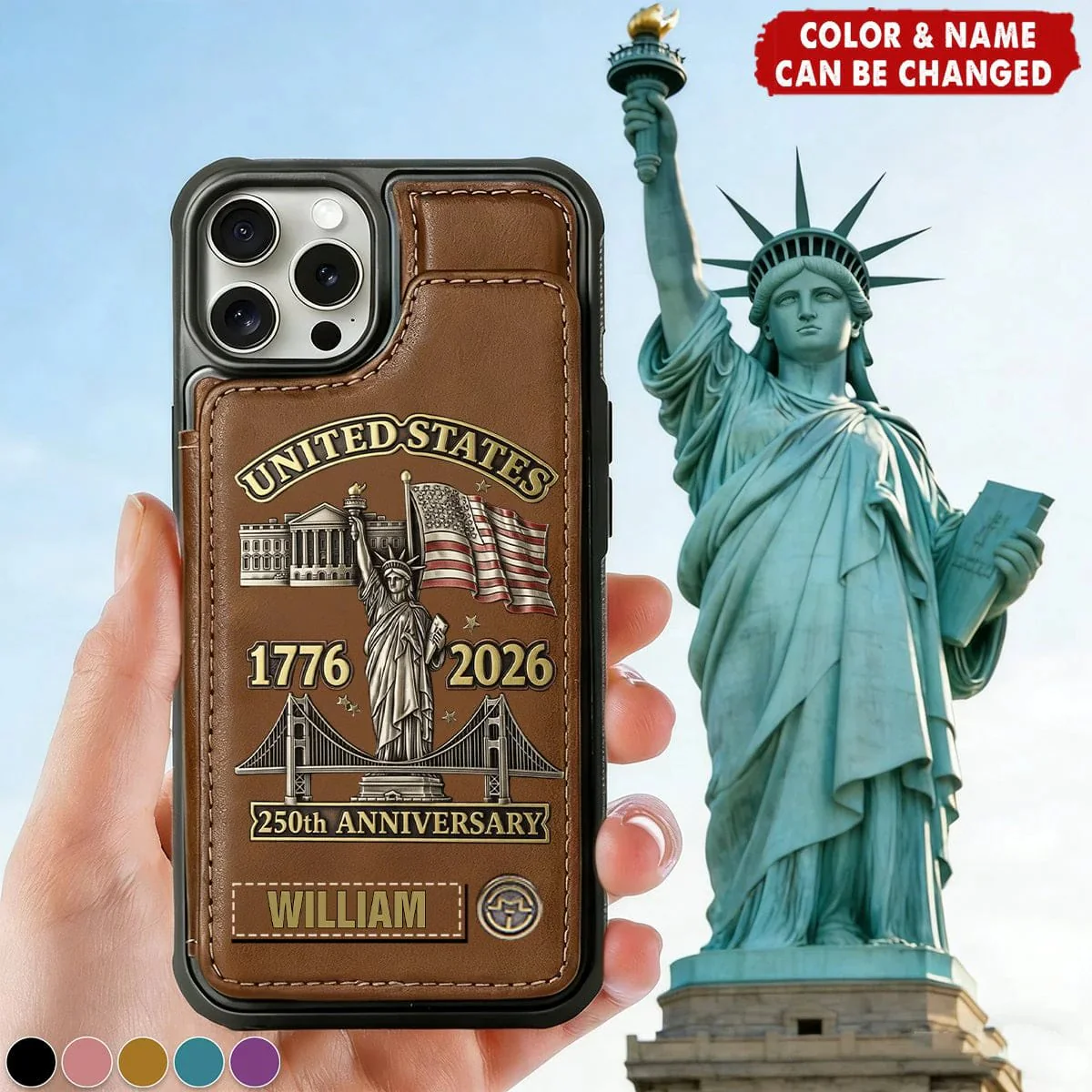 American 250th Anniversary - Personalized Flip Wallet Phone Case - Image 5