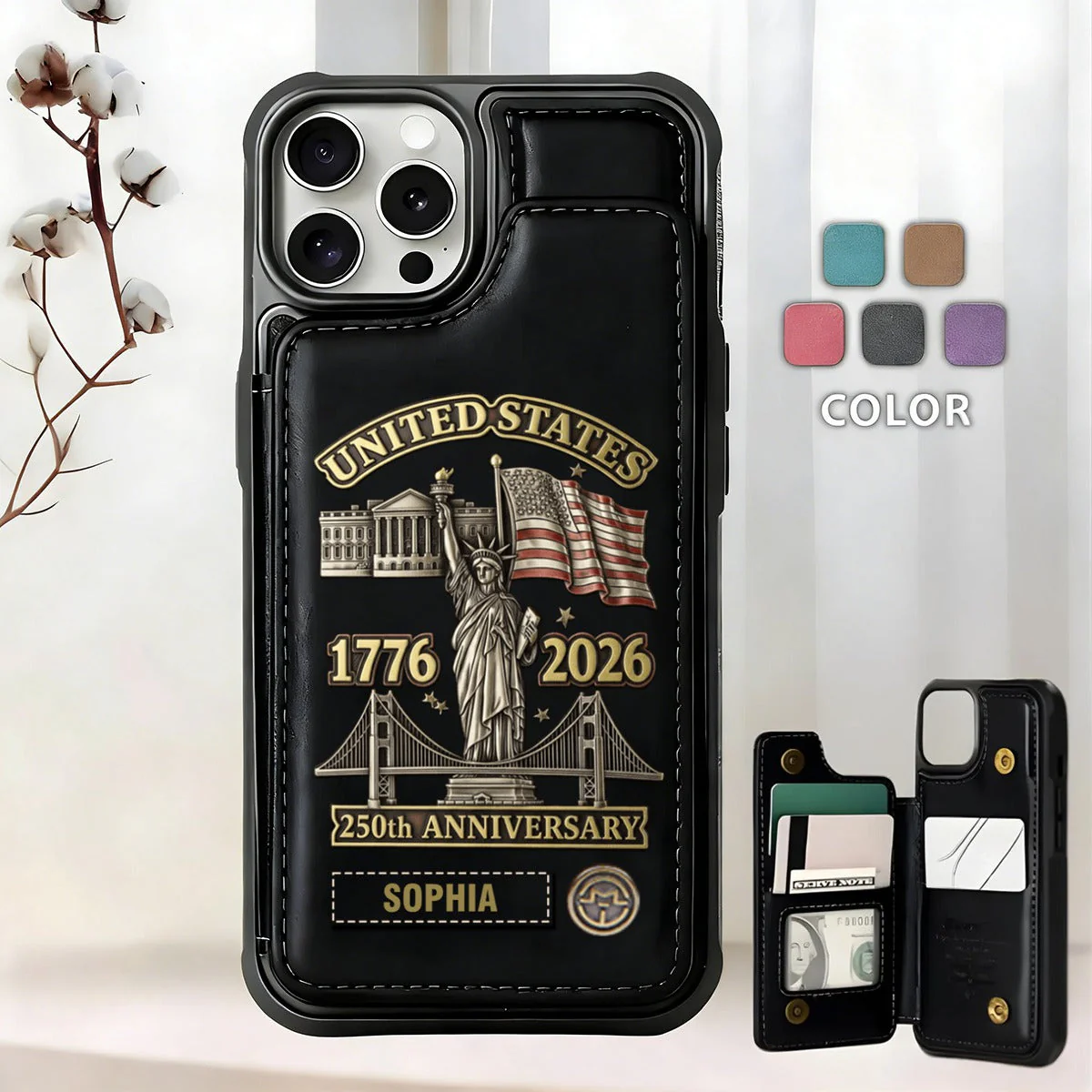 American 250th Anniversary - Personalized Flip Wallet Phone Case - Image 6