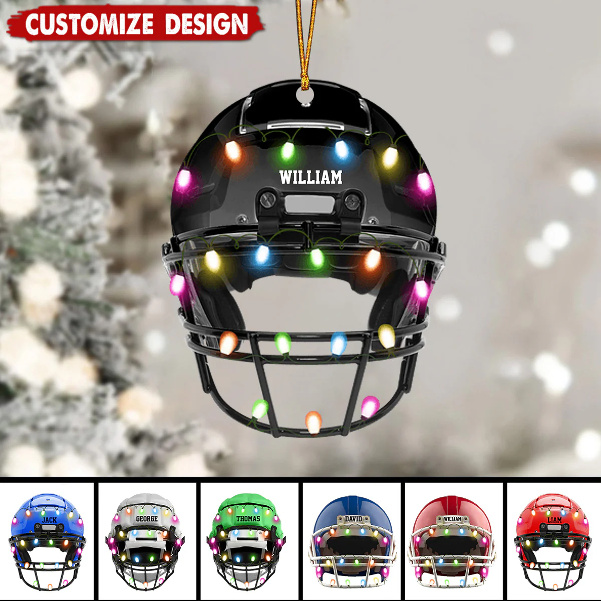 American Football Helmet Personalized Ornament - Christmas Gifts For Football Player - Image 3