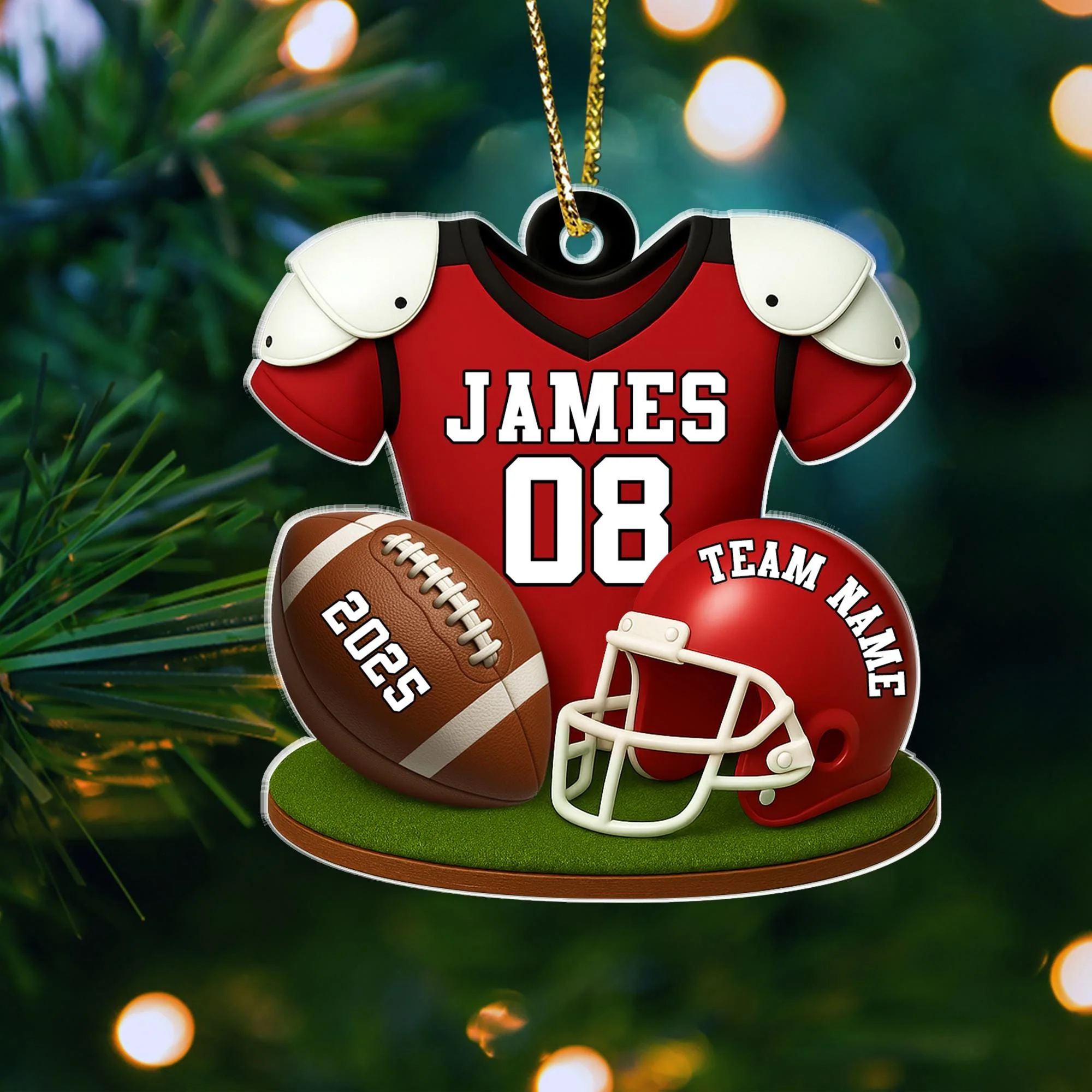 American Football Ornament, Football Player Christmas Gift Personalized Acrylic Ornament