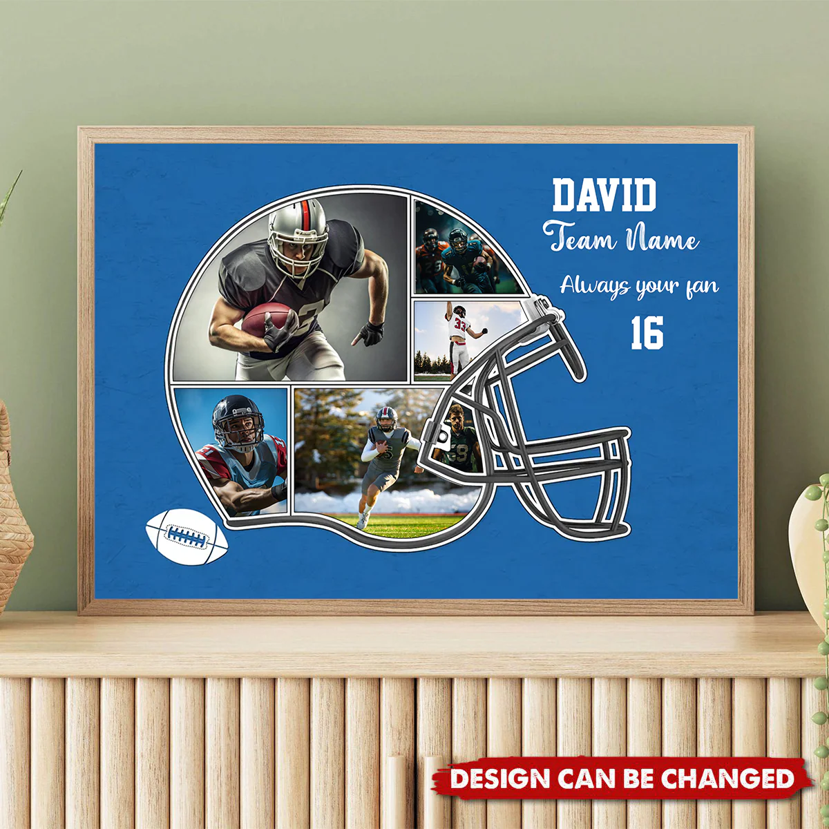 American Football Photo Collage Canvas Personalized Helmet Football Photo Canvas Gift - Image 3