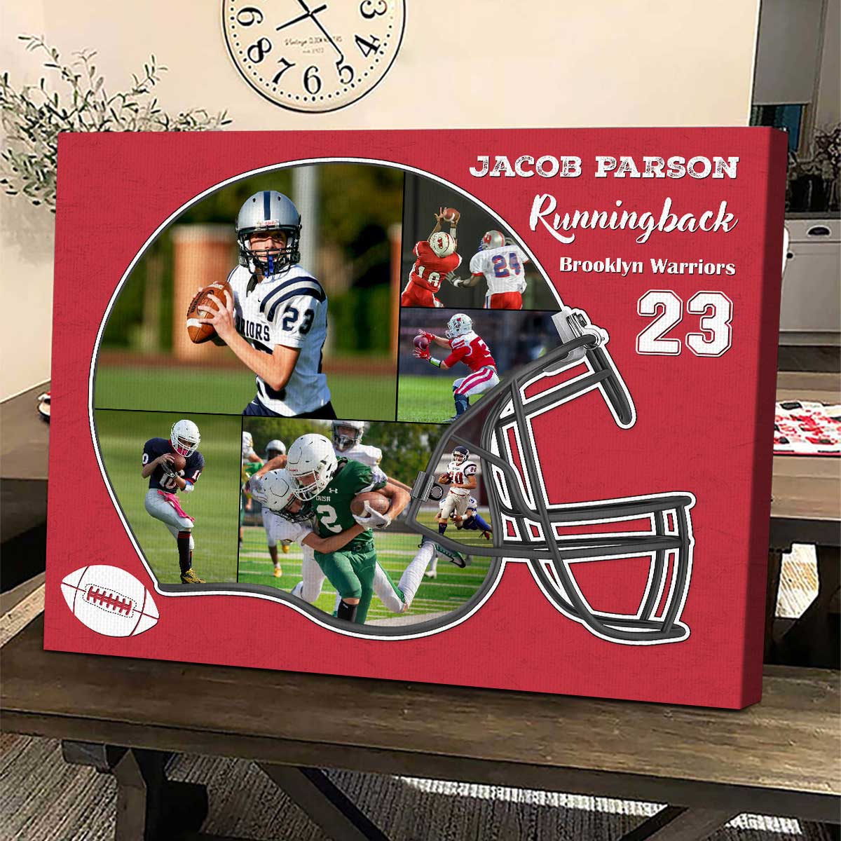 American Football Photo Collage Canvas Personalized Helmet Football Photo Canvas Gift - Image 4