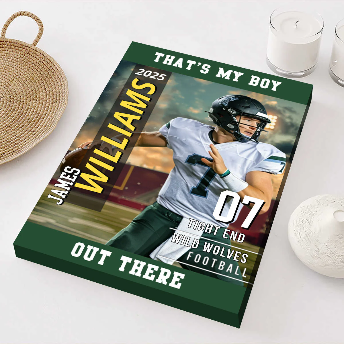 American Football Photo Poster My Heart Is On That Field - Personalized Gift For Football Player - Image 2