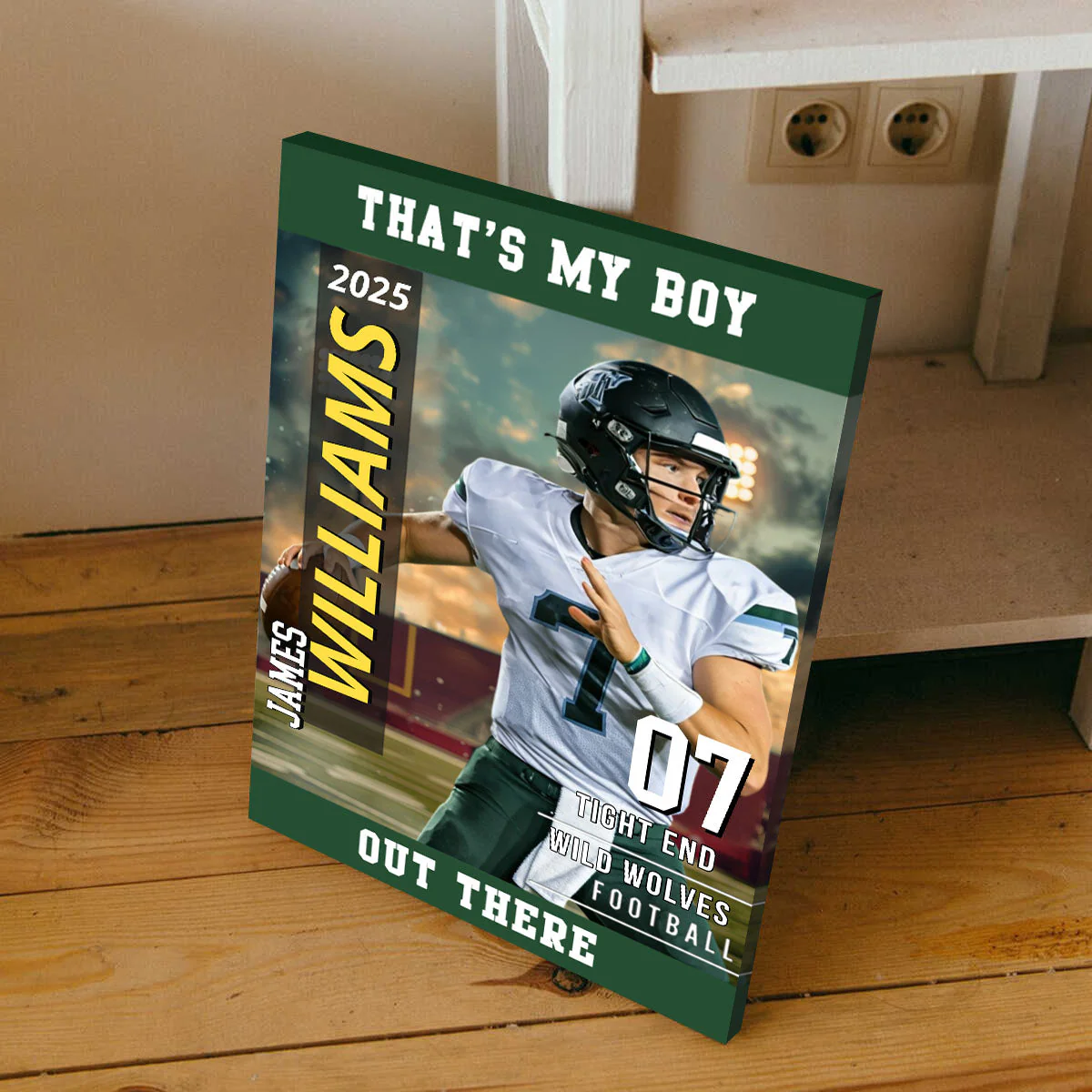 American Football Photo Poster My Heart Is On That Field - Personalized Gift For Football Player - Image 3