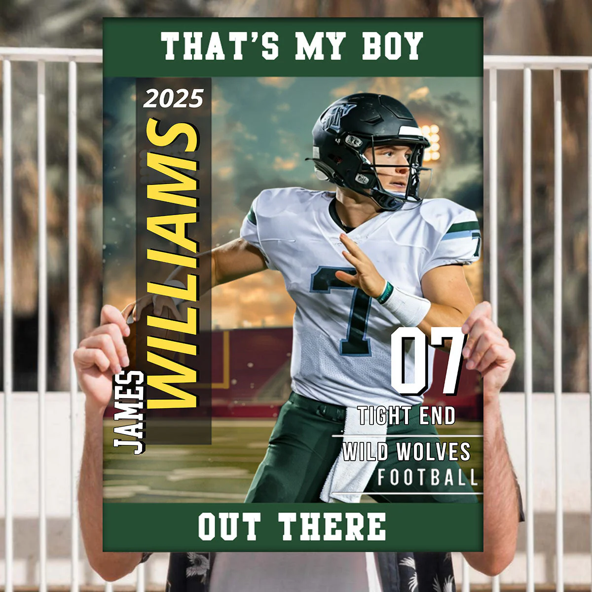 American Football Photo Poster My Heart Is On That Field - Personalized Gift For Football Player - Image 4