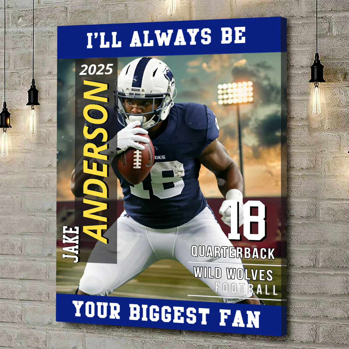 American Football Photo Poster My Heart Is On That Field - Personalized Gift For Football Player - Image 5