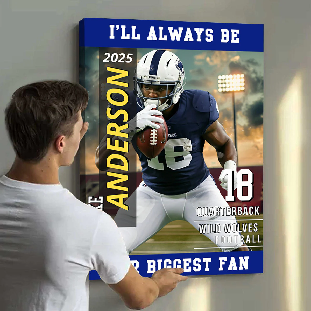 American Football Photo Poster My Heart Is On That Field - Personalized Gift For Football Player - Image 6