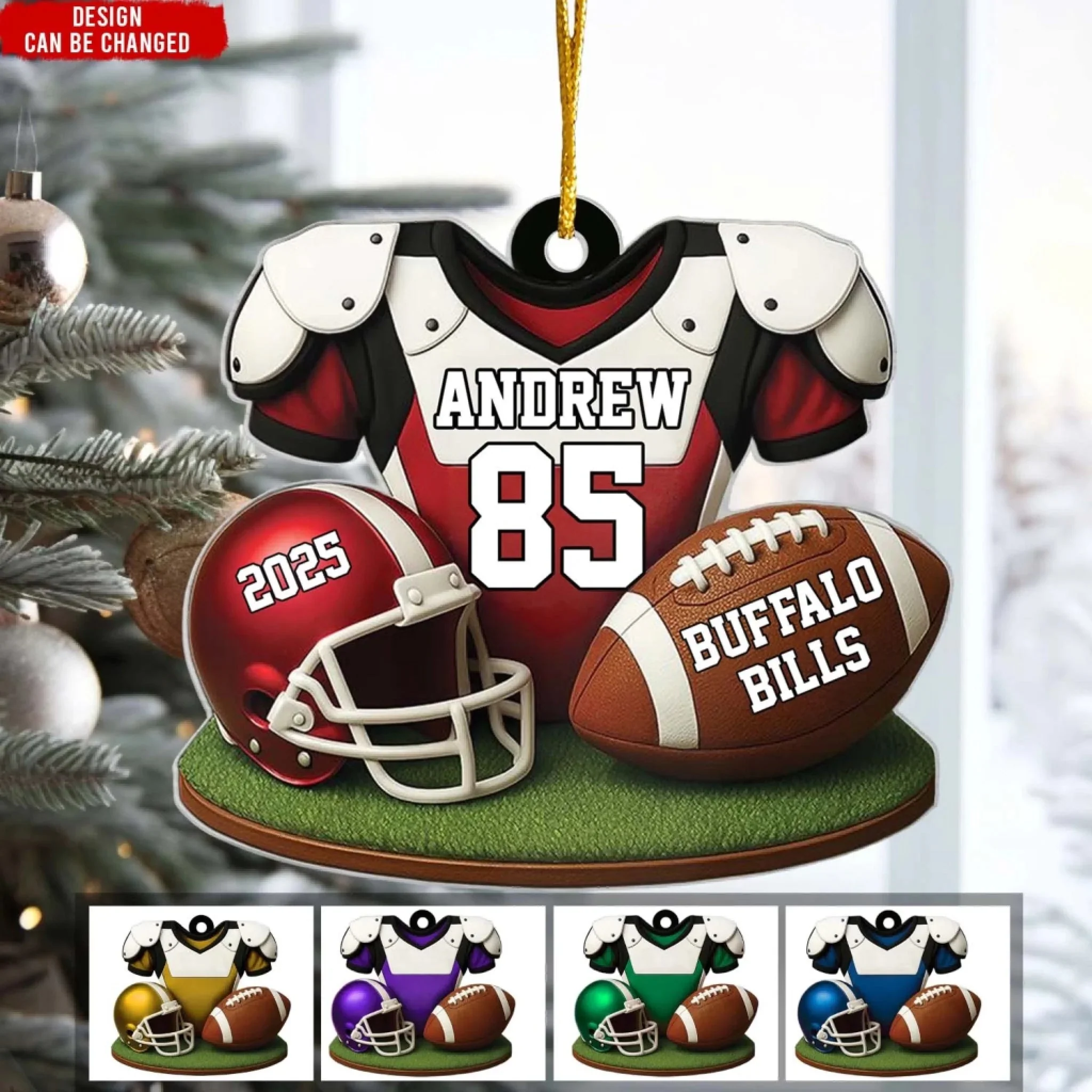 American Football Player Uniform - Personalized Acrylic Ornament, Gift For Football Player, Football Family Holiday Decor - Image 2