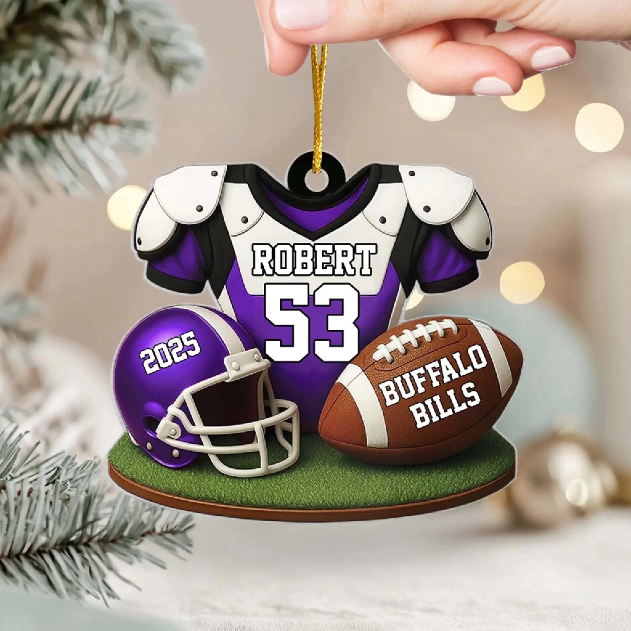 American Football Player Uniform - Personalized Acrylic Ornament, Gift For Football Player, Football Family Holiday Decor - Image 4
