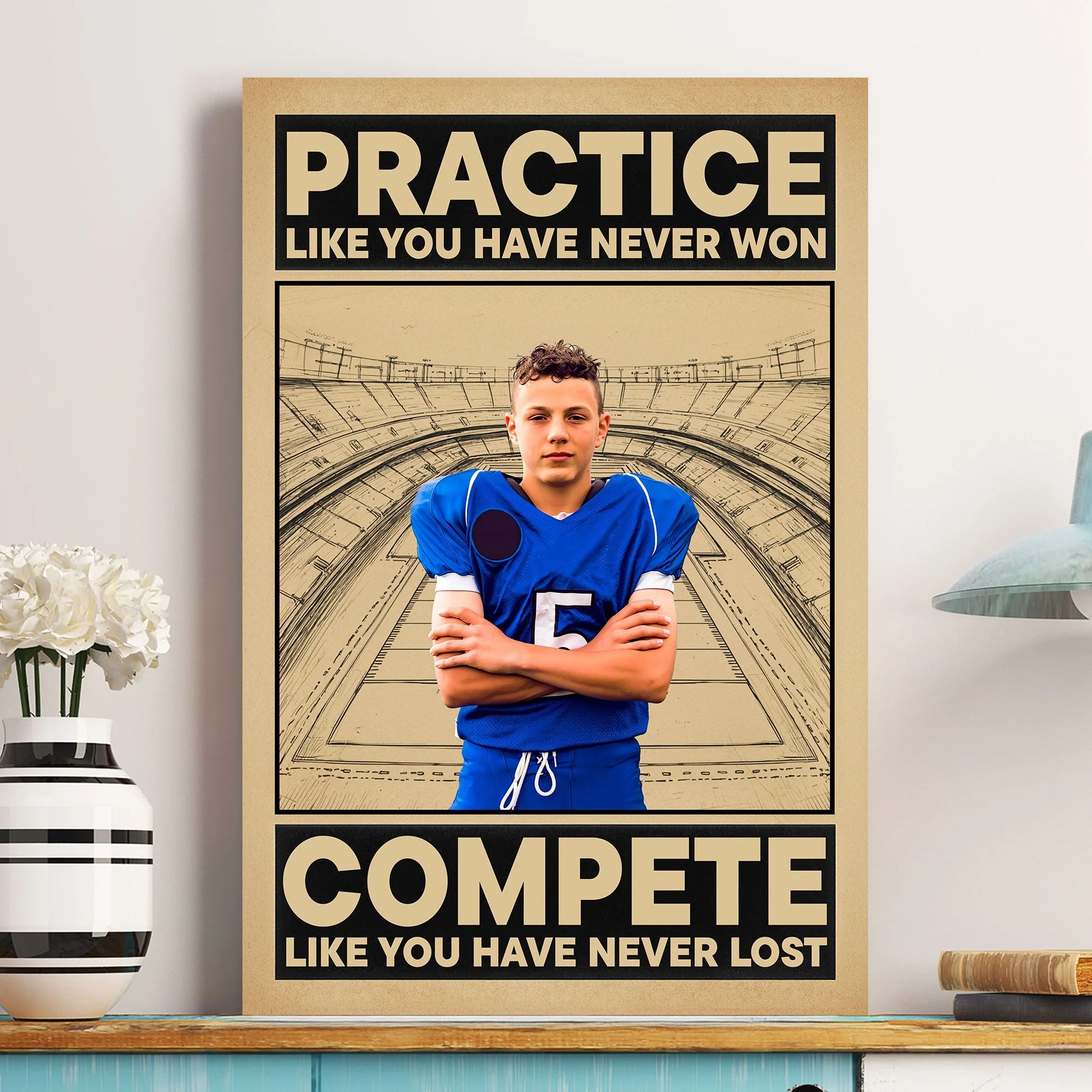 American Football Practice Like You Have Never Won - Personalized Photo Poster Gift