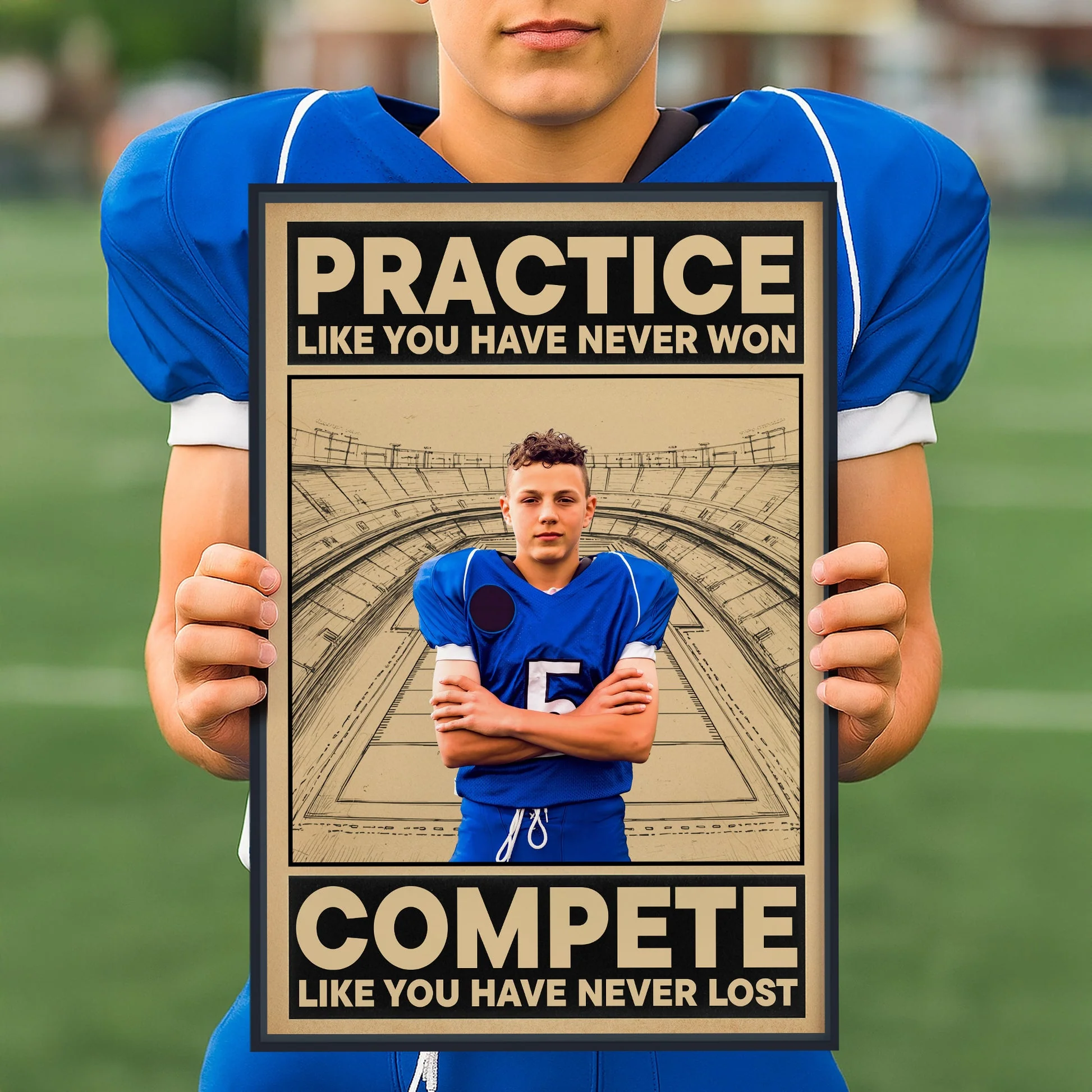 American Football Practice Like You Have Never Won - Personalized Photo Poster Gift - Image 3