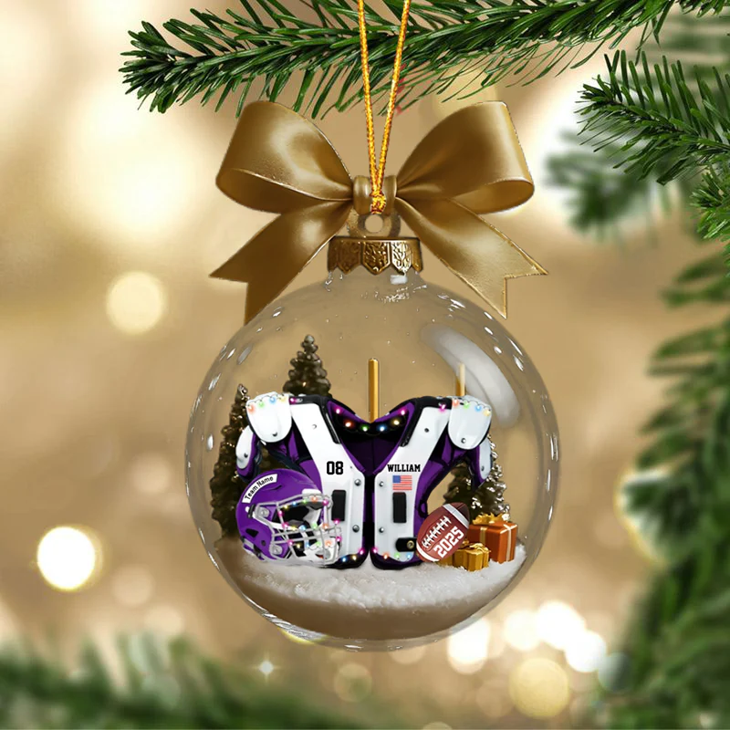 American Football Shoulder Pads & Helmet Personalized Acrylic Ornament - Image 2