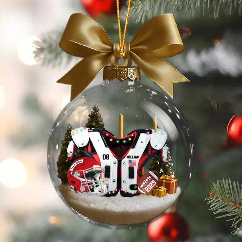 American Football Shoulder Pads & Helmet Personalized Acrylic Ornament - Image 3
