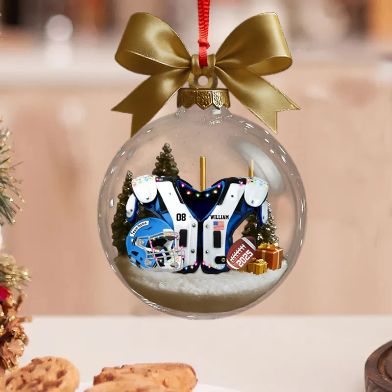 American Football Shoulder Pads & Helmet Personalized Acrylic Ornament - Image 4