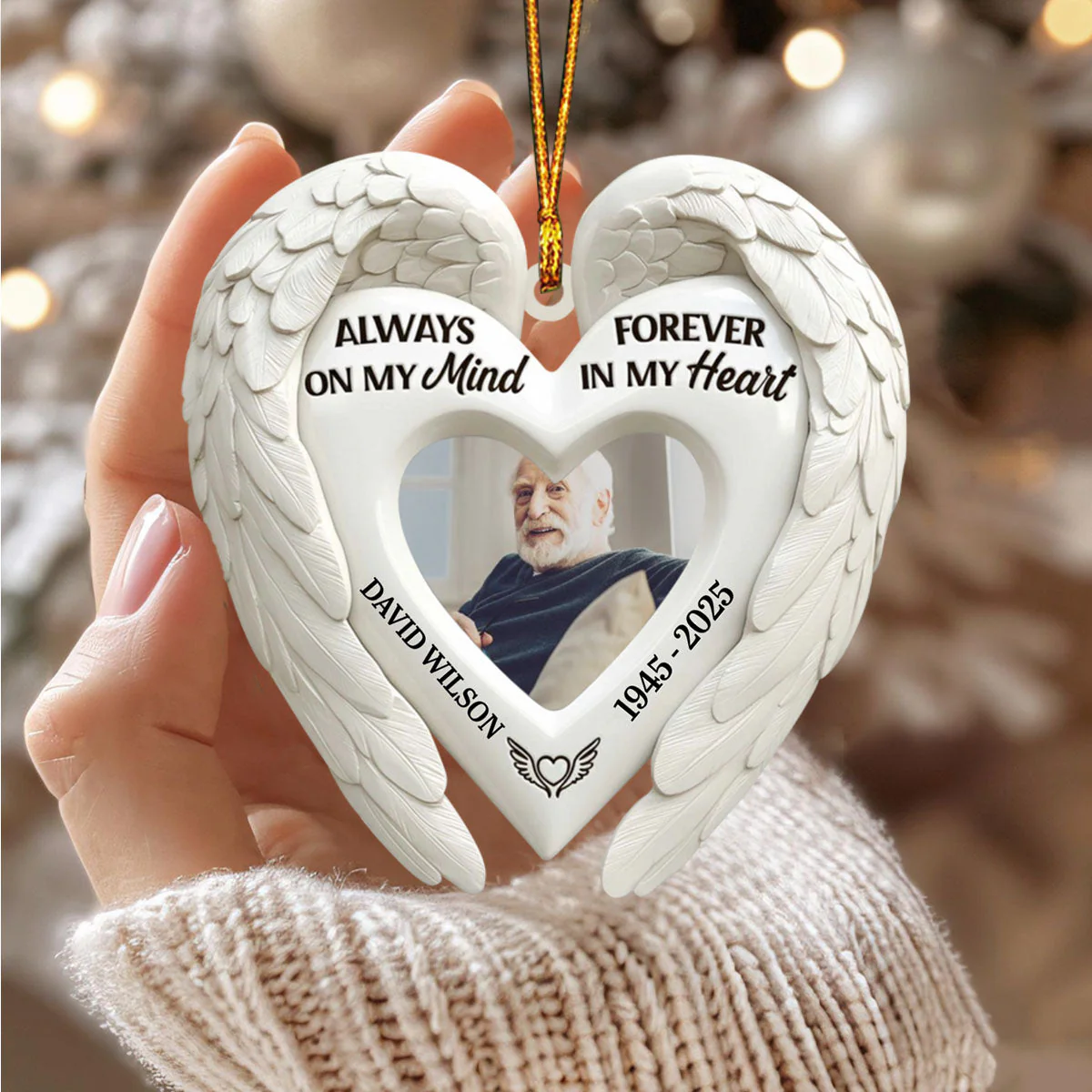 Angel Wings Memorial Personalized Acrylic Ornament - Image 2