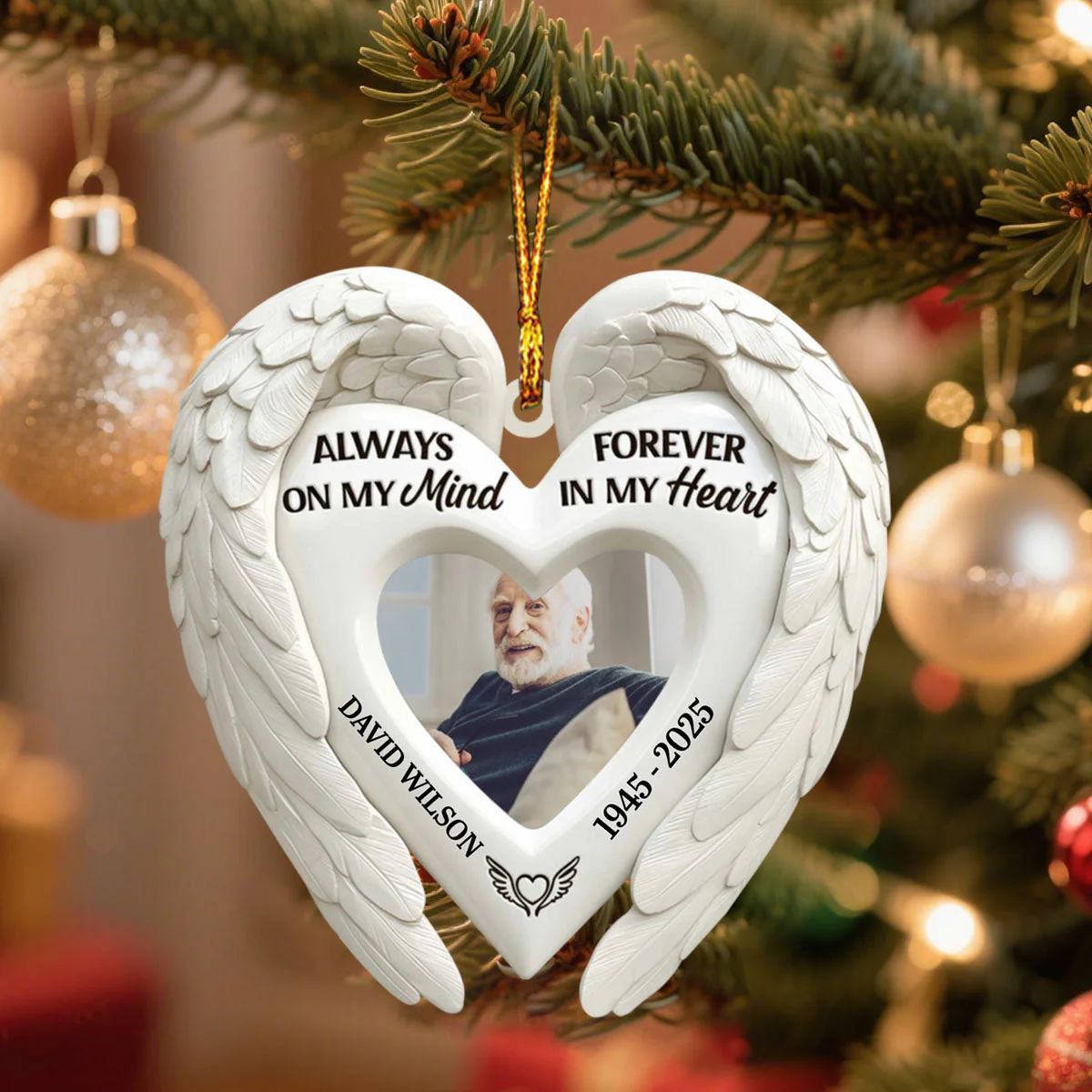 Angel Wings Memorial Personalized Acrylic Ornament - Image 3