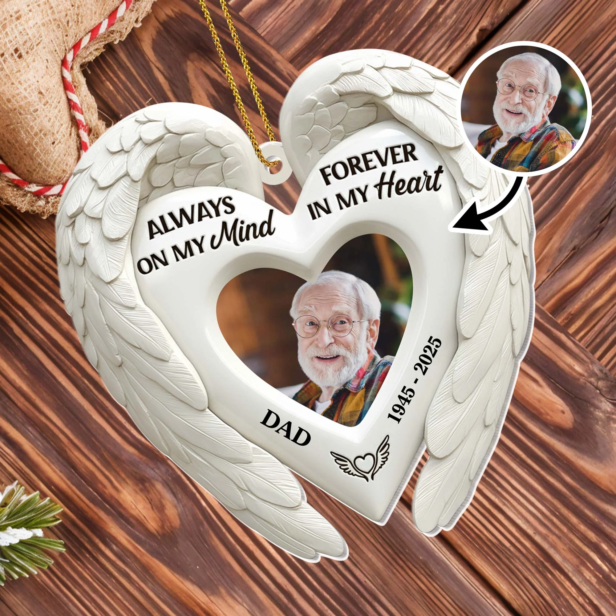 Angel Wings Memorial Personalized Acrylic Ornament - Image 6