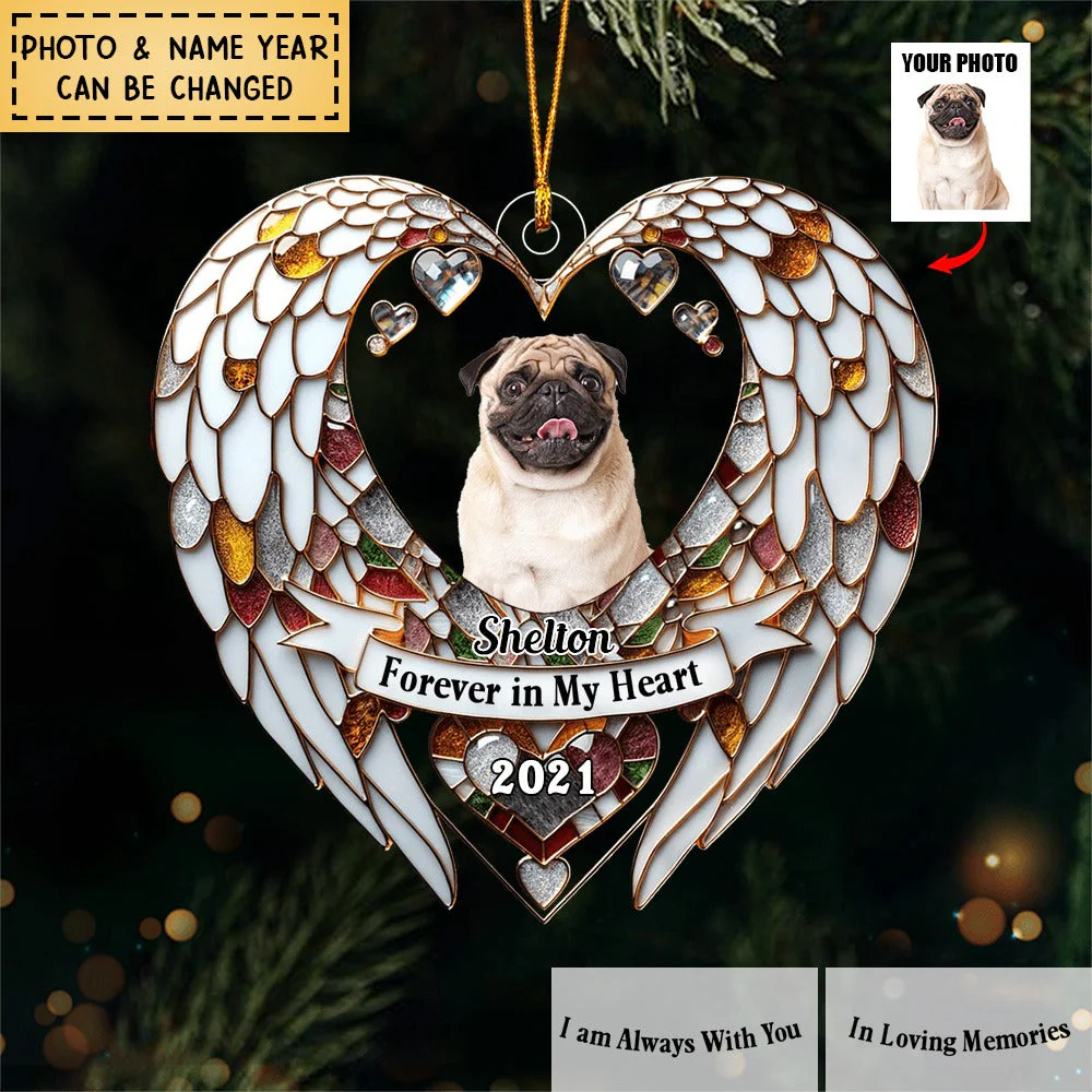 Angel Wings Upload Photo Memorial Personalized Acrylic Ornament - Image 2