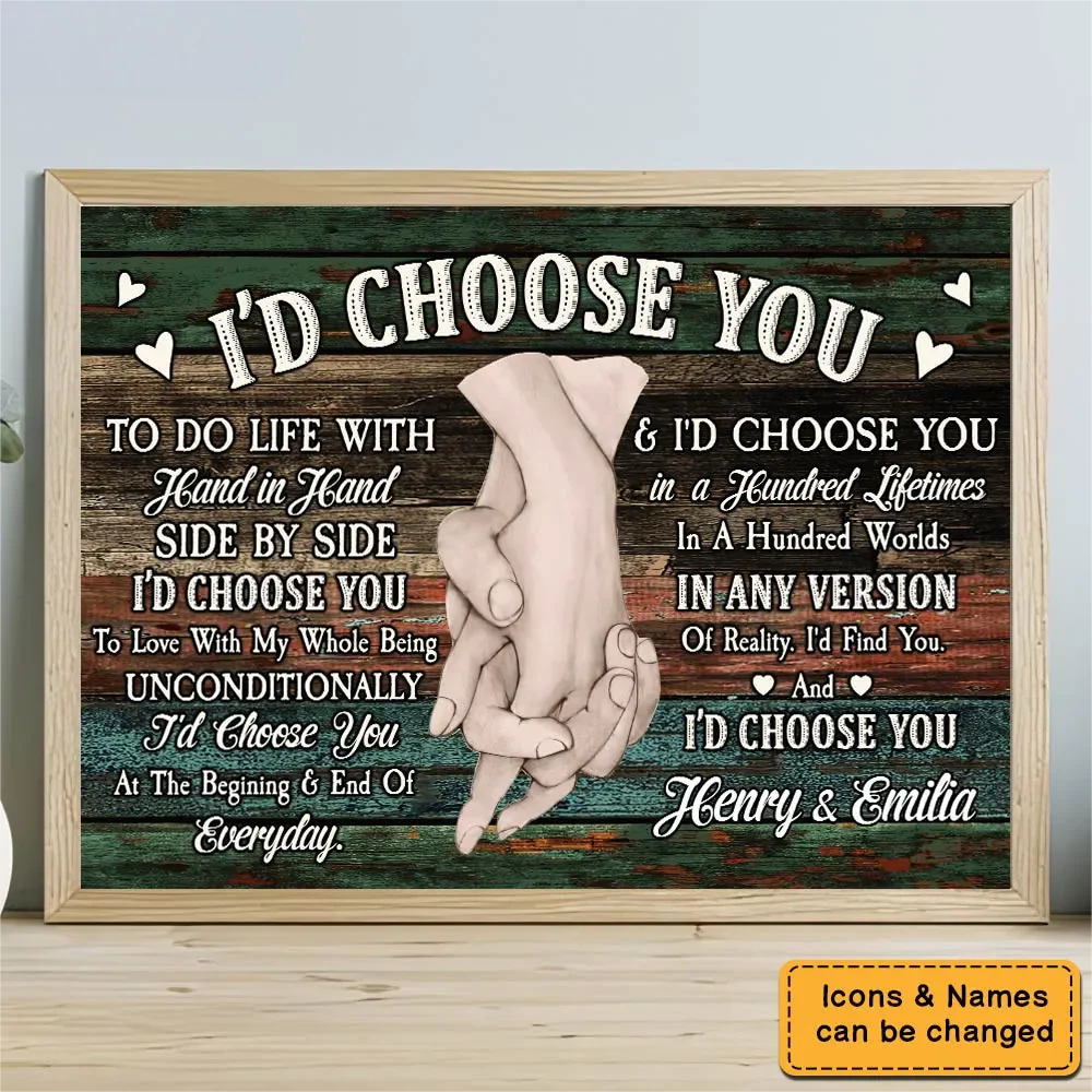 Anniversary Gift For Couples For Him For Her I Choose You Personalized Canvas/Poster - Image 2