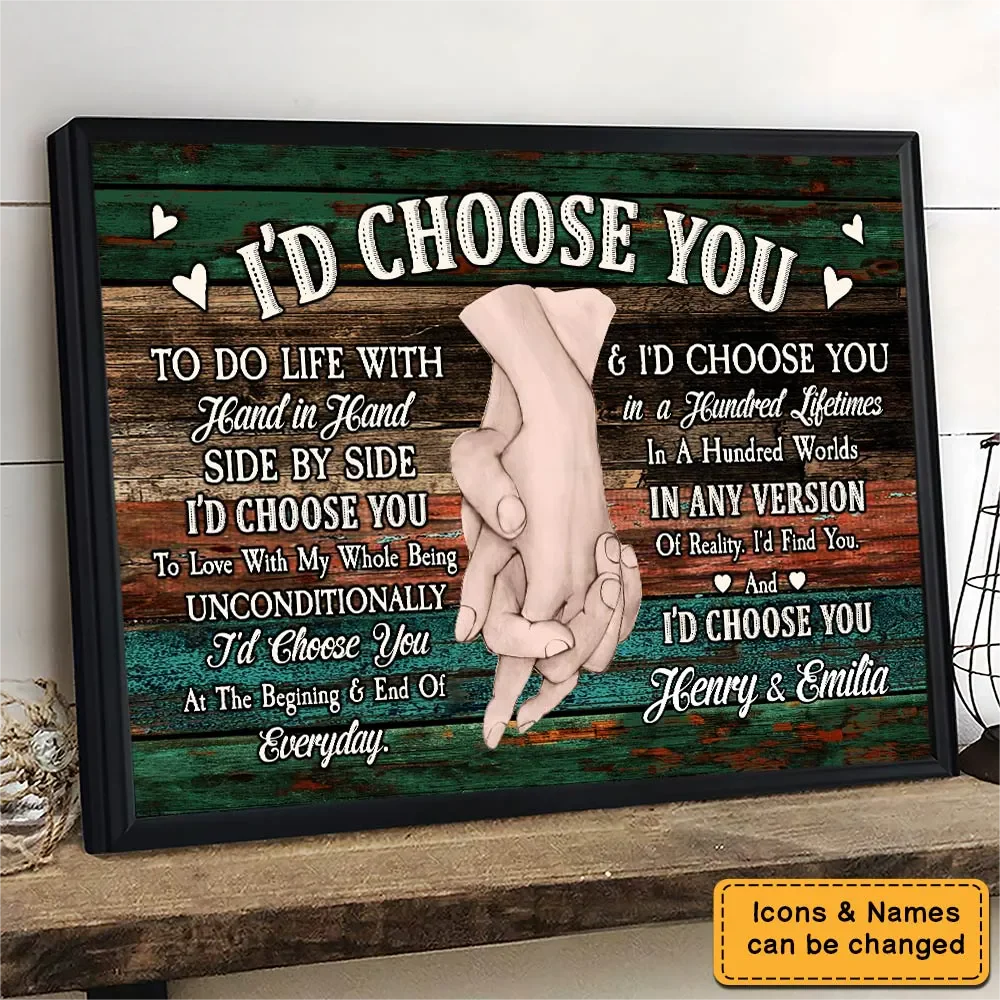 Anniversary Gift For Couples For Him For Her I Choose You Personalized Canvas/Poster - Image 3