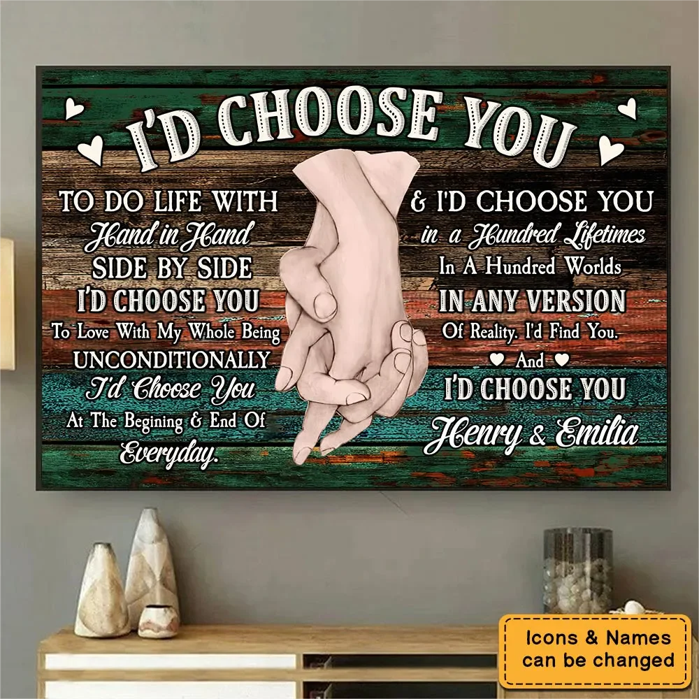 Anniversary Gift For Couples For Him For Her I Choose You Personalized Canvas/Poster - Image 4