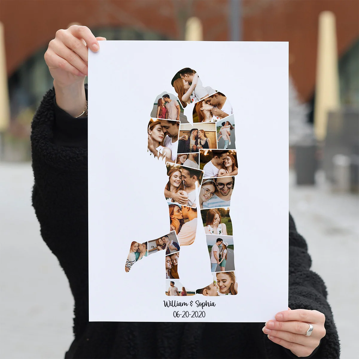 Anniversary Gift For Girlfriend, Boyfriend Birthday Gift Personalized Kiss Couple Photo Collage Canvas - Image 3