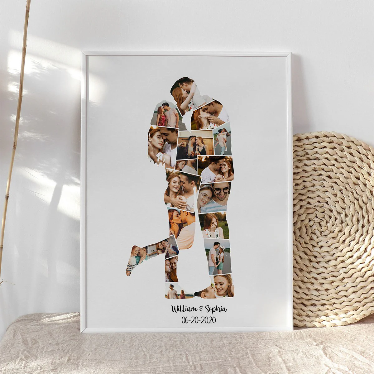 Anniversary Gift For Girlfriend, Boyfriend Birthday Gift Personalized Kiss Couple Photo Collage Canvas - Image 5