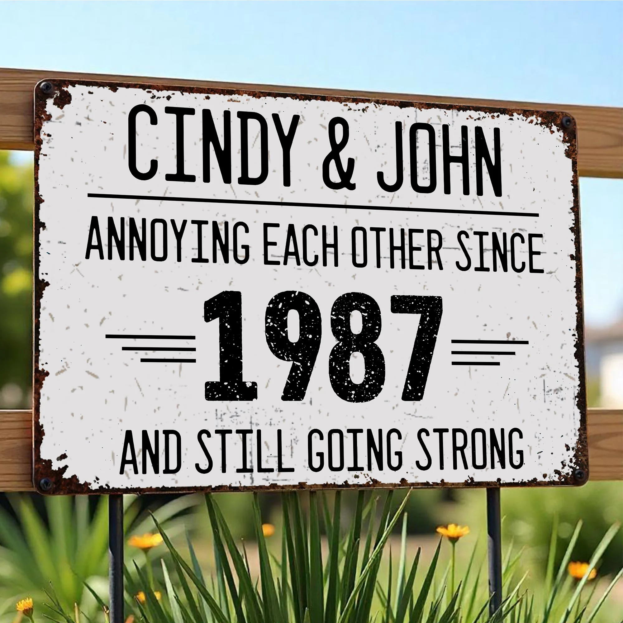 Annoying Each Other Since And Still Going Strong Rustic Sign,Personalized Metal Sign - Image 5