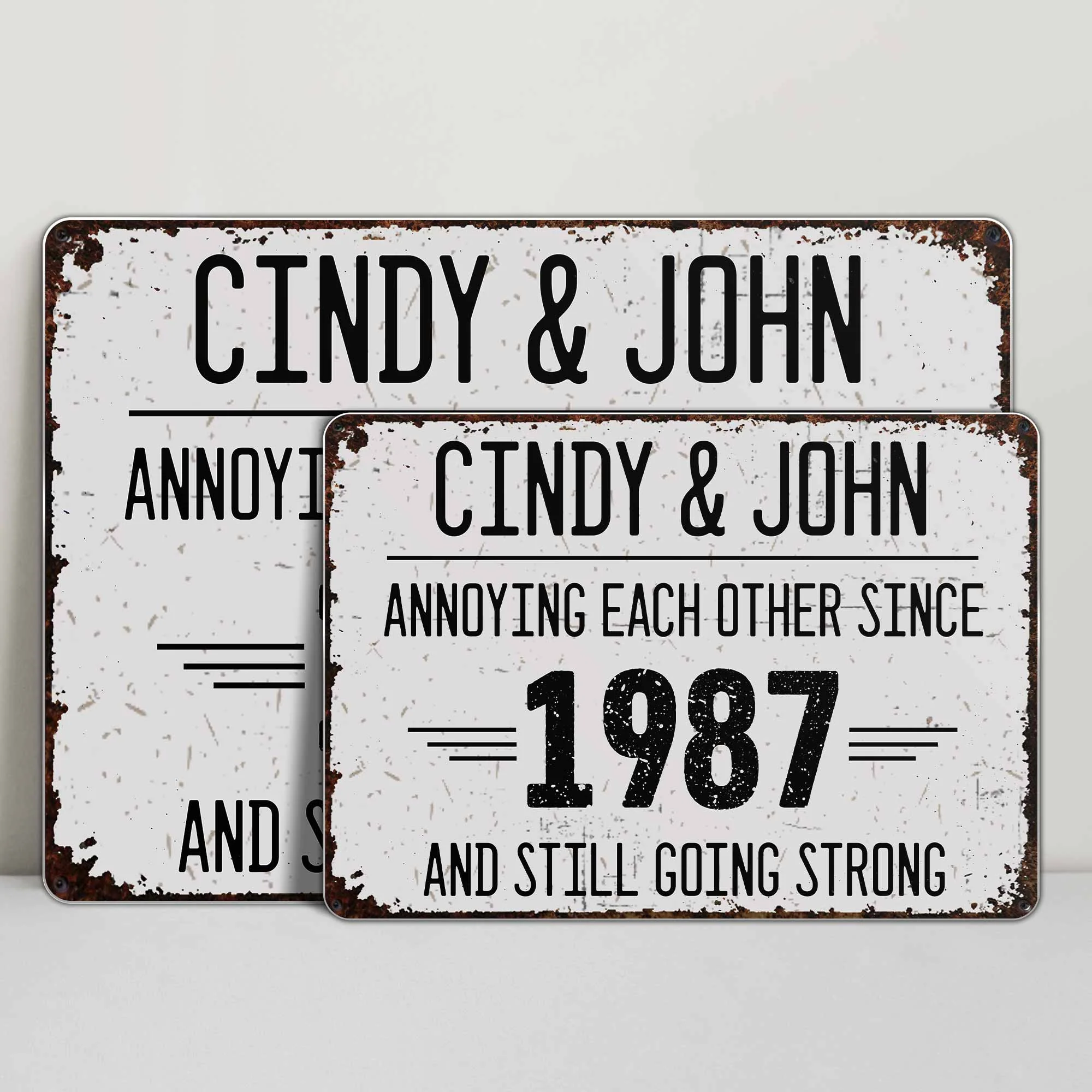 Annoying Each Other Since And Still Going Strong Rustic Sign,Personalized Metal Sign - Image 7