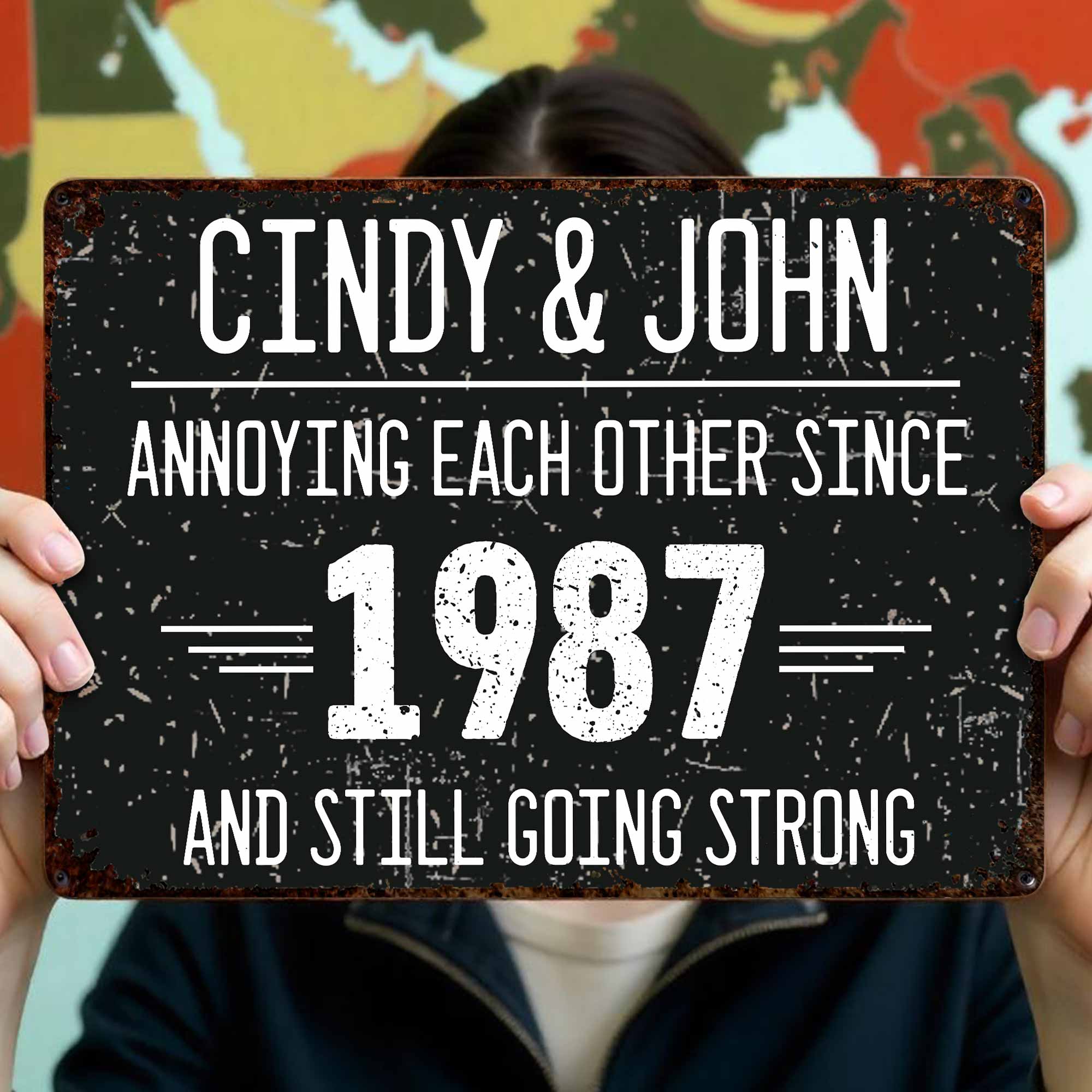 Annoying Each Other Since And Still Going Strong Rustic Sign,Personalized Metal Sign - Image 9