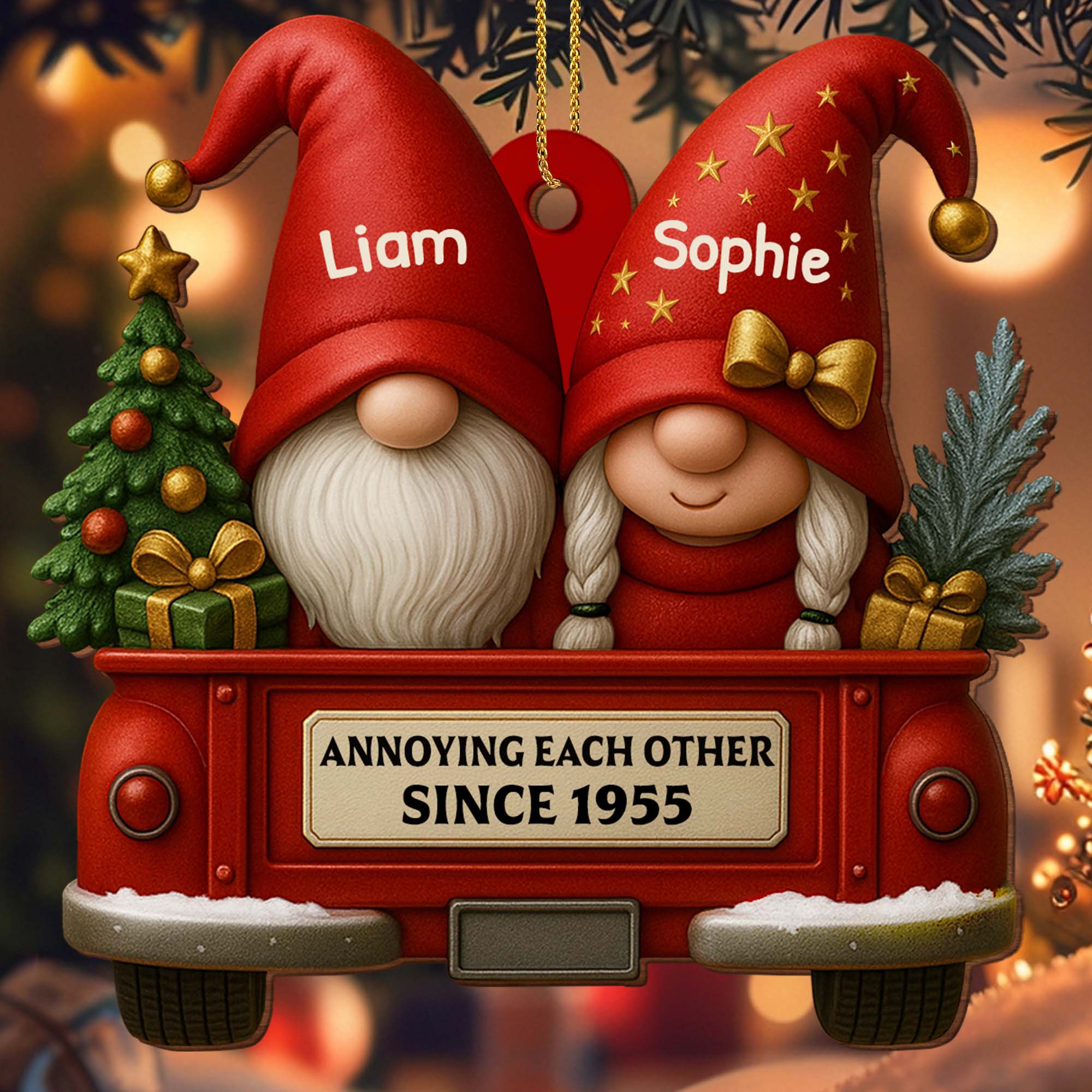 Annoying Each Other Since, Couples And Vintage Truck Personalized Ornament - Image 3