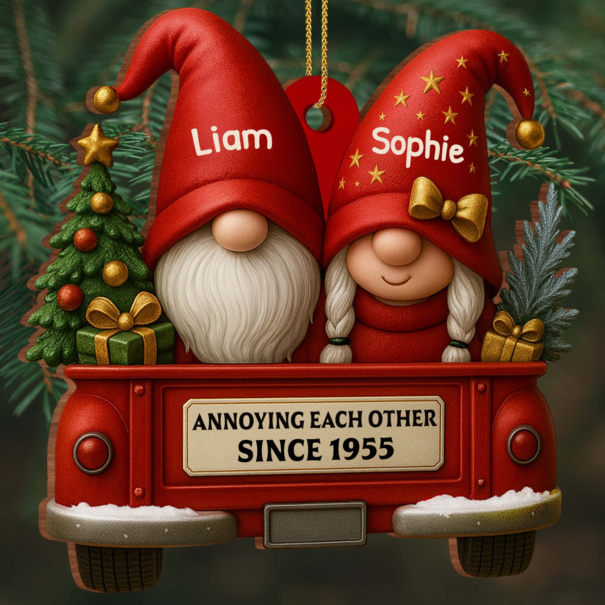 Annoying Each Other Since, Couples And Vintage Truck Personalized Ornament - Image 4