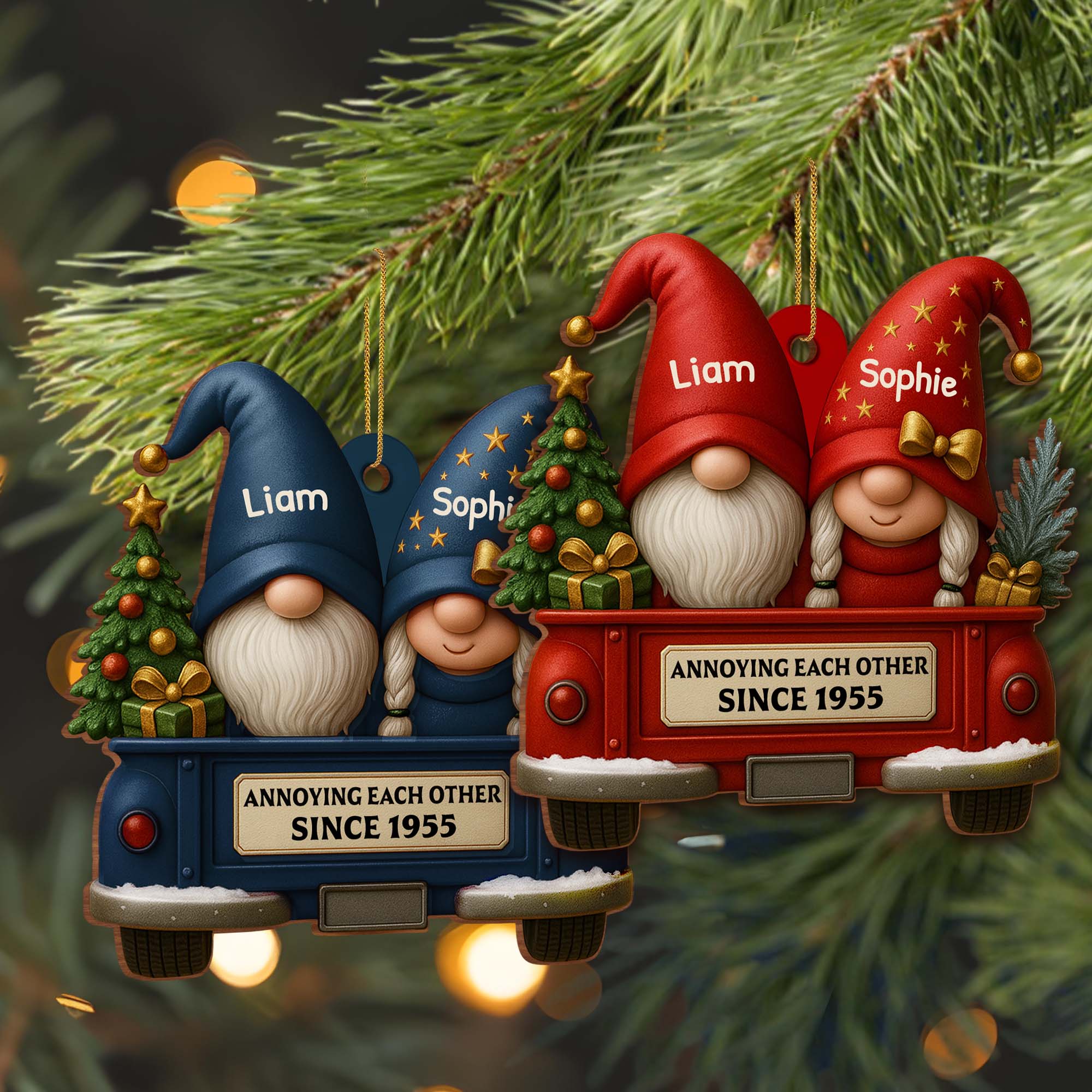 Annoying Each Other Since, Couples And Vintage Truck Personalized Ornament - Image 6