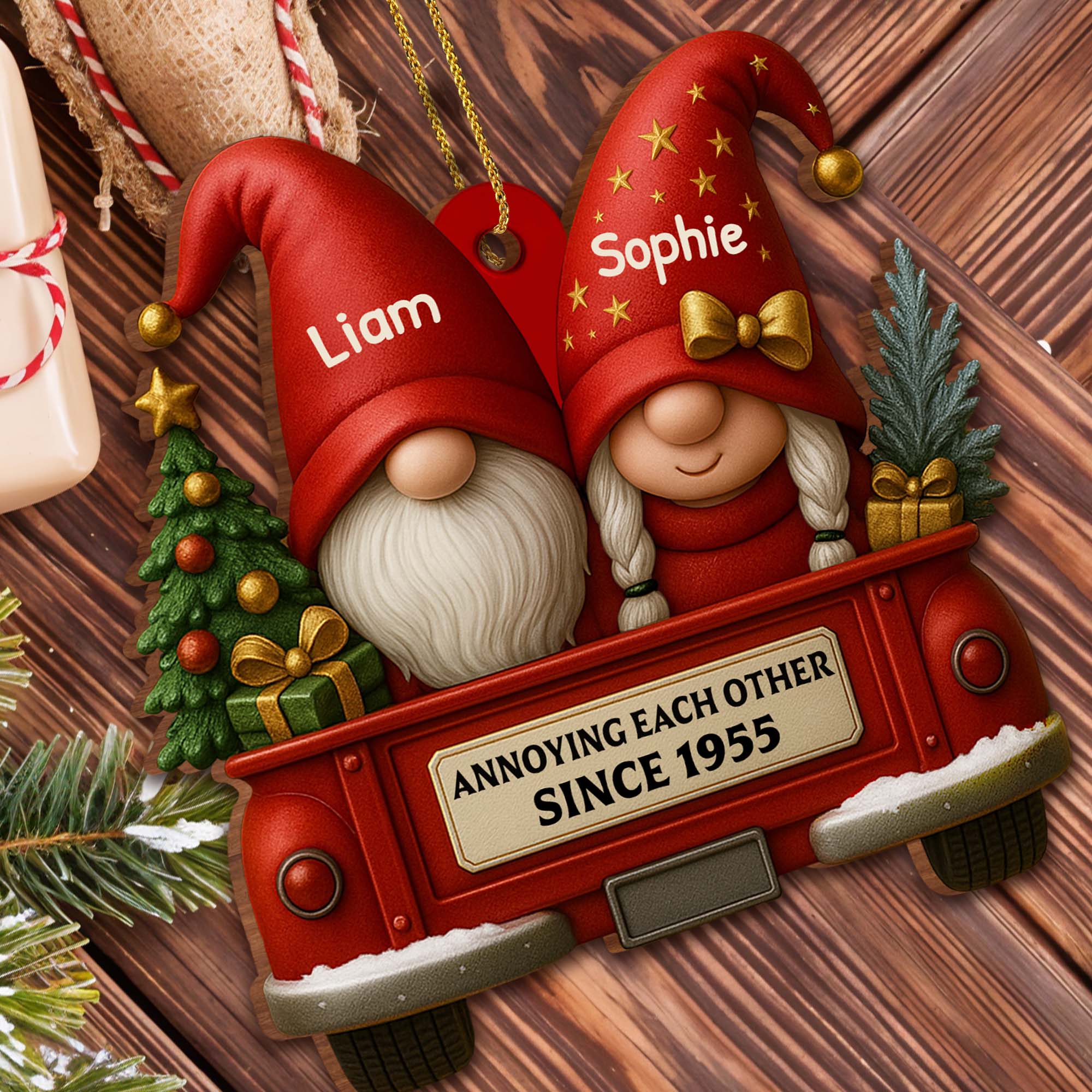 Annoying Each Other Since, Couples And Vintage Truck Personalized Ornament - Image 7