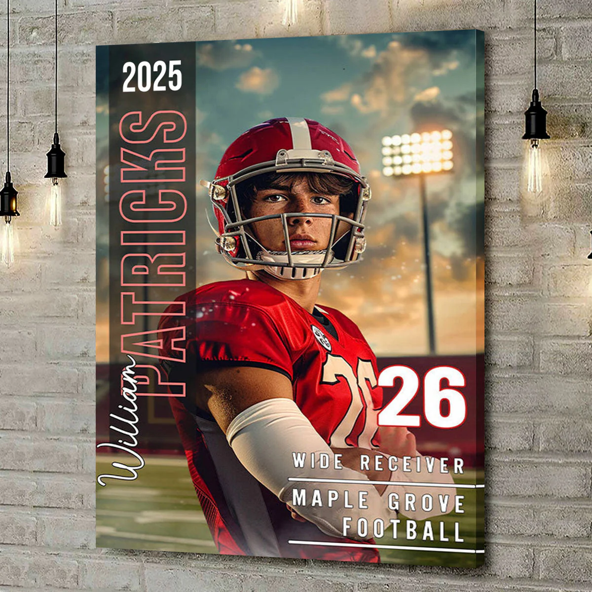 Any Sport, Name, Postion, Number, Team - Personalized Football Canvas And Poster