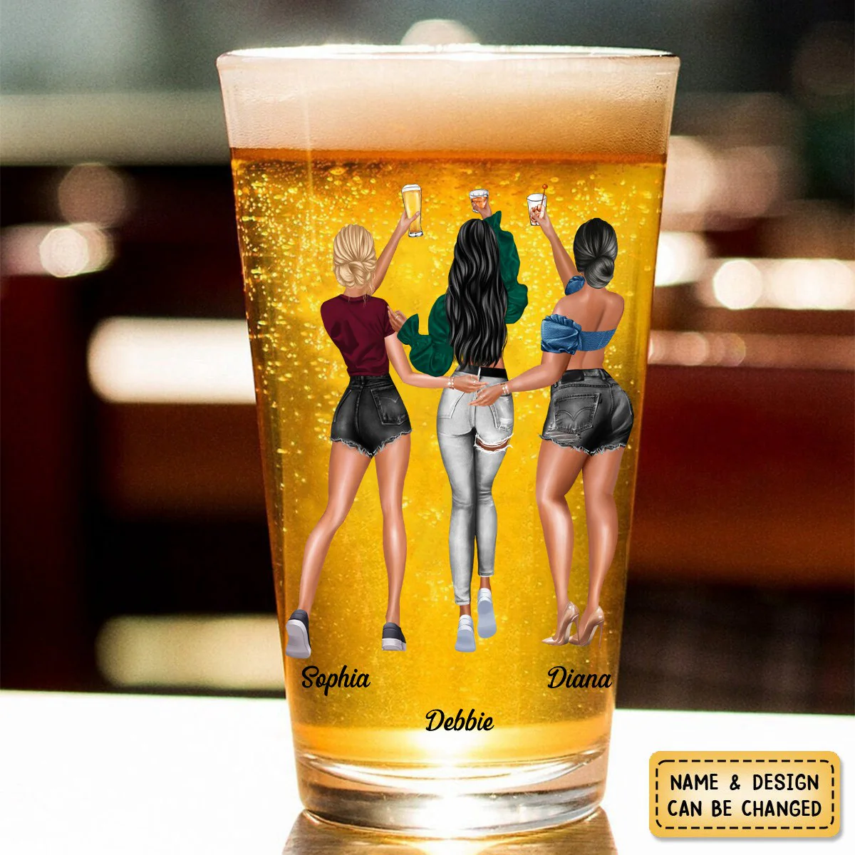 Are We Drunk? - Personalized Sister Bestie Beer Glass Gift - Image 3