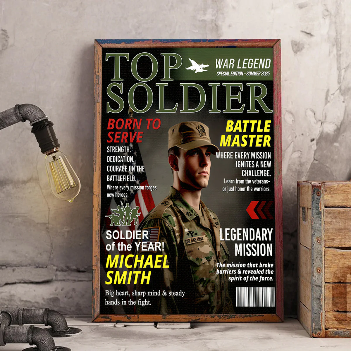 Army Gift Soldier Custom Magazine Cover, Personalized Solider Magazine Cover, Army Retirement Gift for Navy Marine Air Force, Army Gift for Him - Image 3