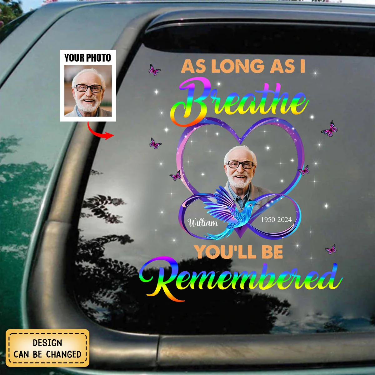 As Long As I Breathe You'll Be Remembered - Personalized Decal, Memorial Gift - Image 2