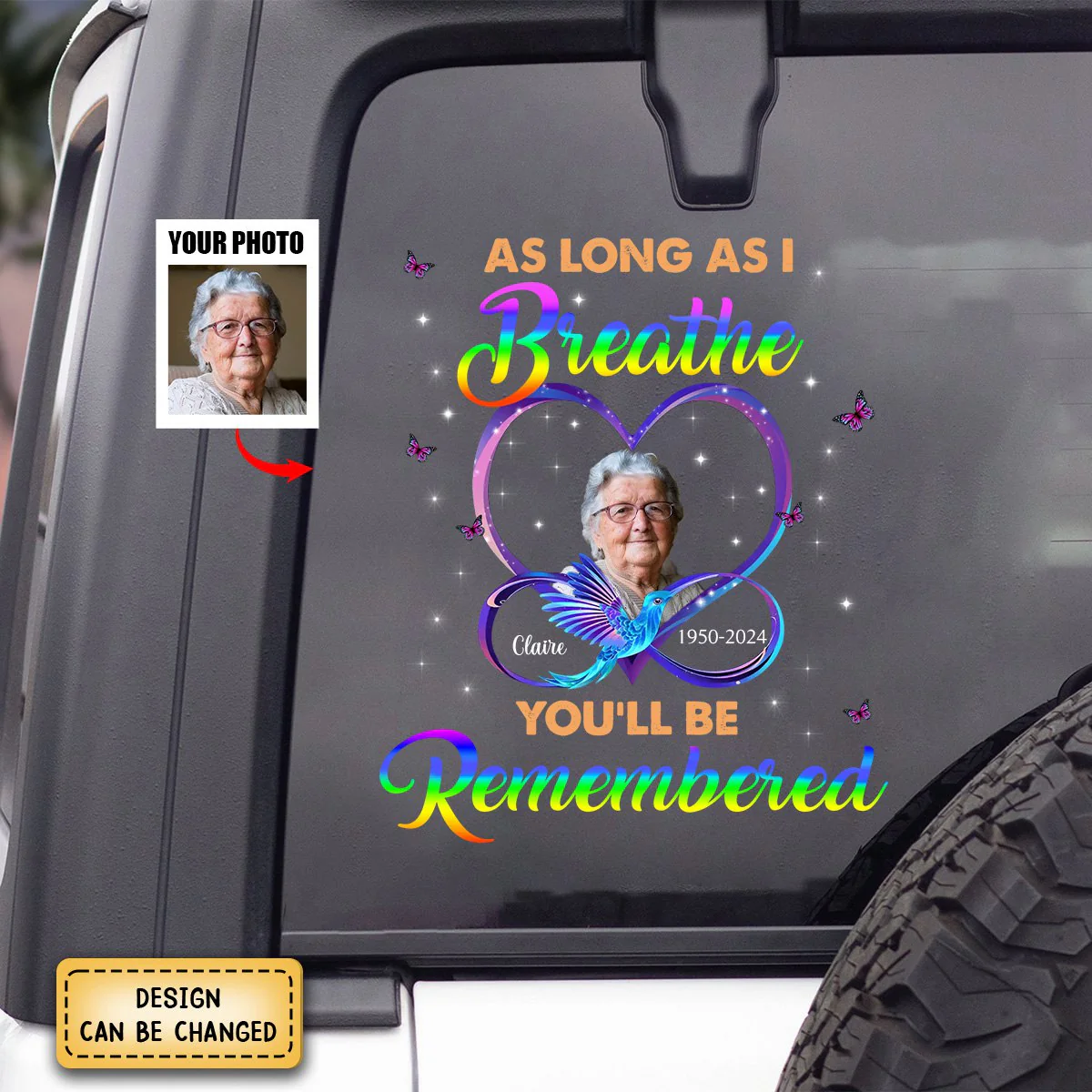 As Long As I Breathe You'll Be Remembered - Personalized Decal, Memorial Gift - Image 3
