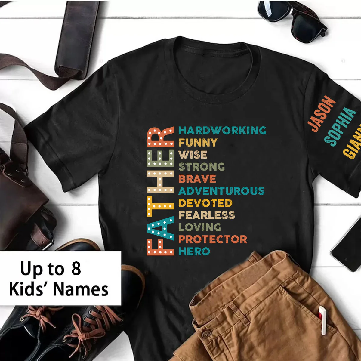 Awesome Father - Personalized Pure cotton T-shirt - Image 2