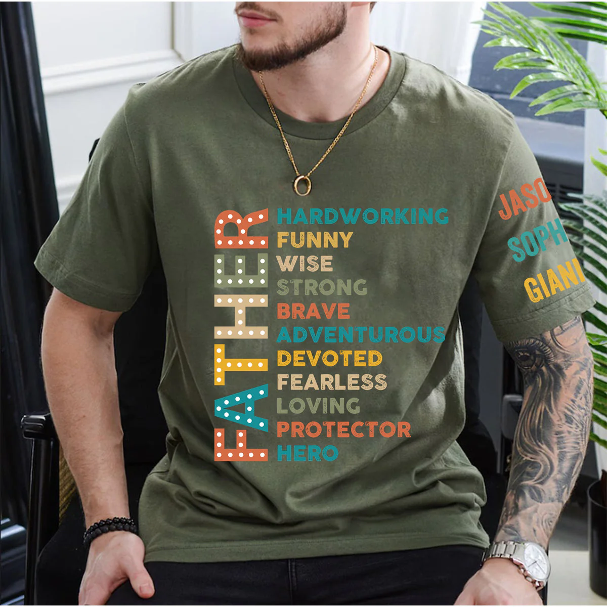 Awesome Father - Personalized Pure cotton T-shirt - Image 4