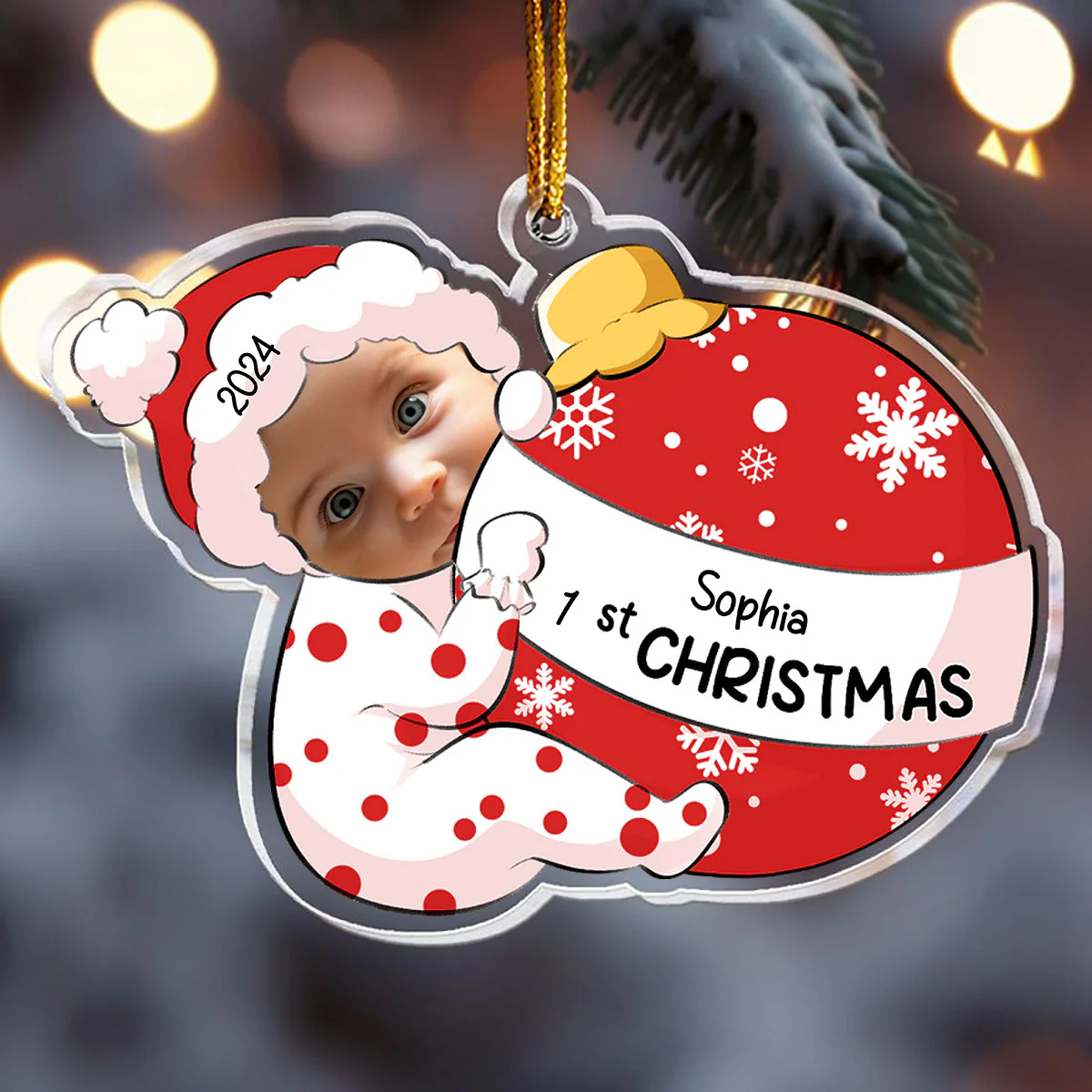 Baby First Christmas - Personalized Acrylic Photo Ornament - Image 2