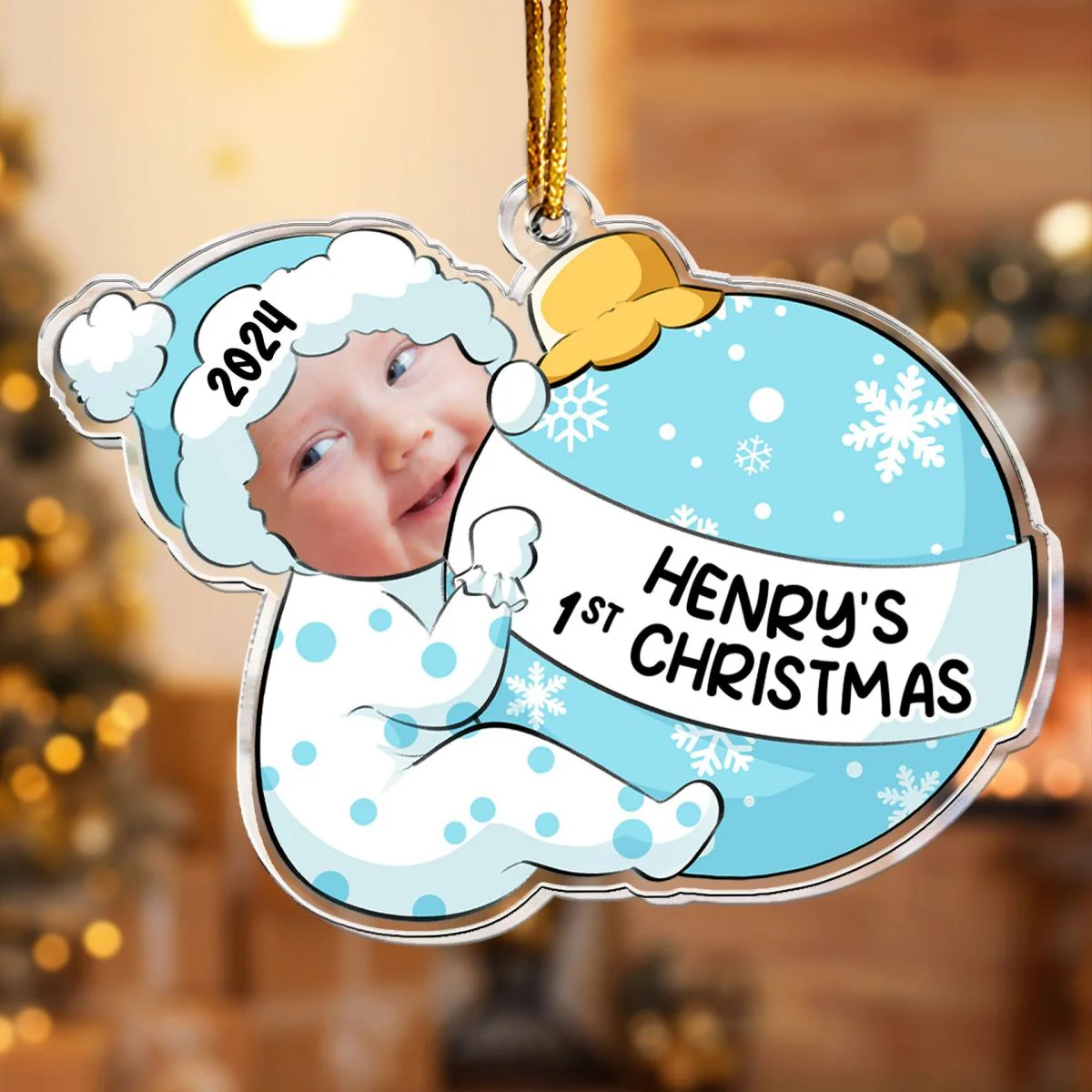 Baby First Christmas - Personalized Acrylic Photo Ornament - Image 3